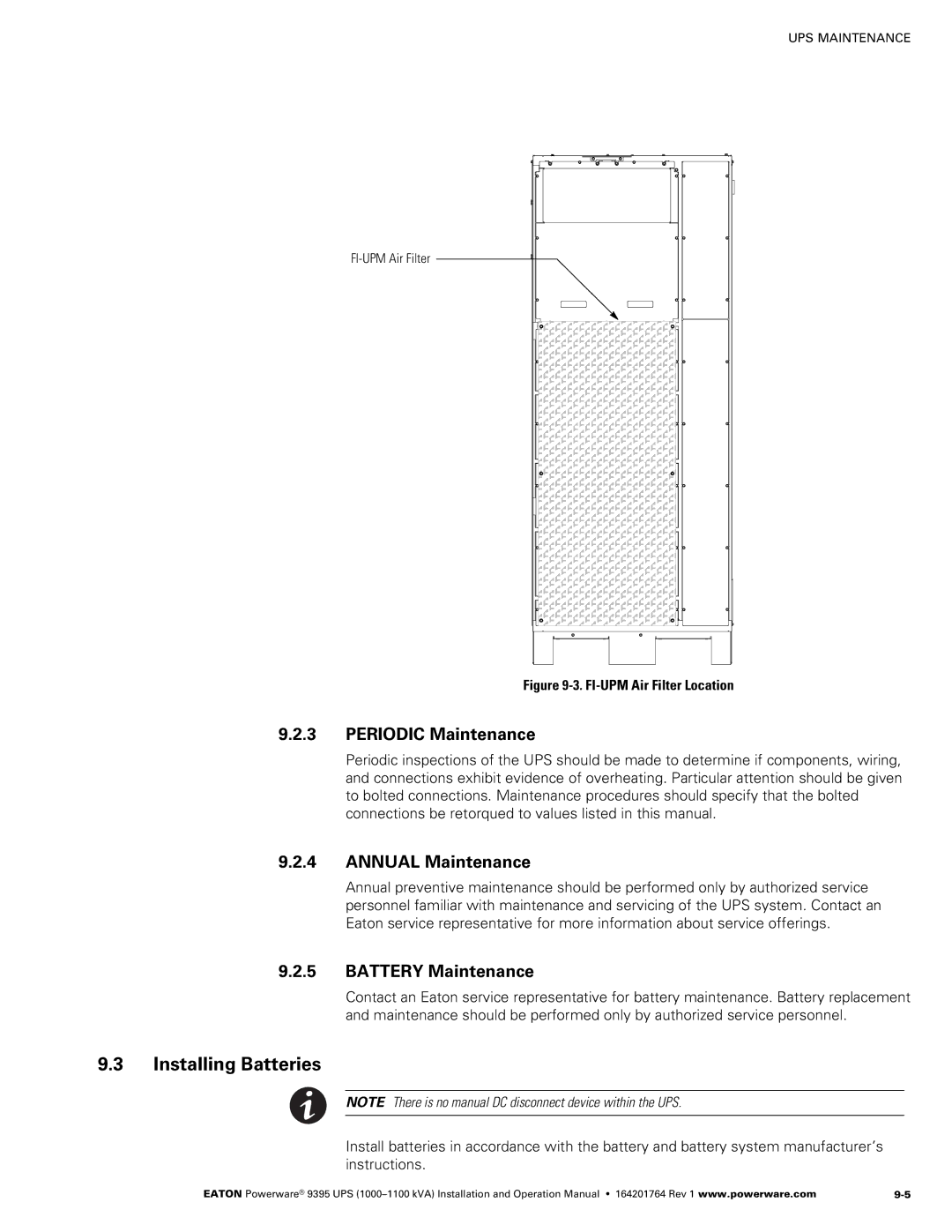 Powerware 10001100 kVA operation manual Installing Batteries, Periodic Maintenance, Annual Maintenance, Battery Maintenance 