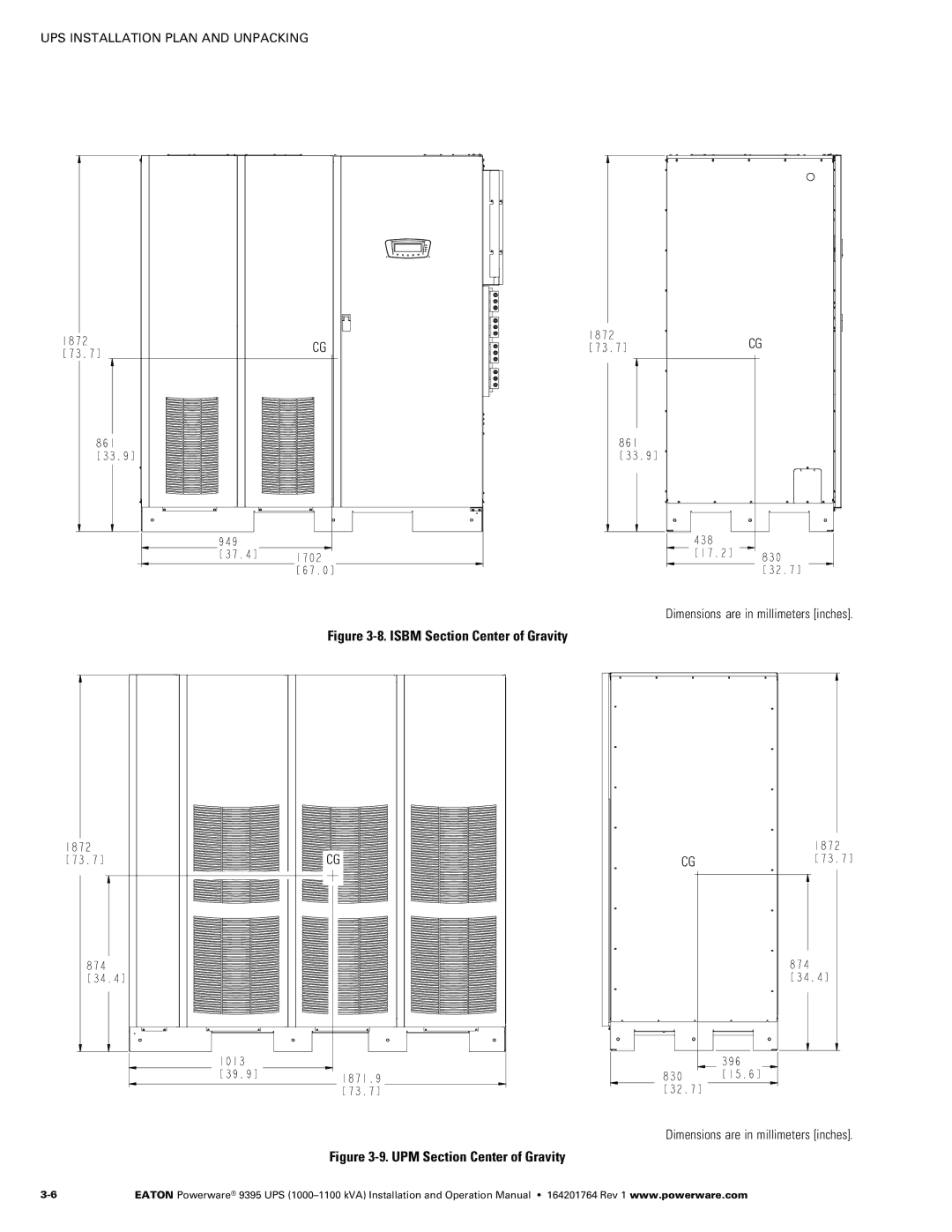 Powerware 10001100 kVA operation manual Isbm Section Center of Gravity 