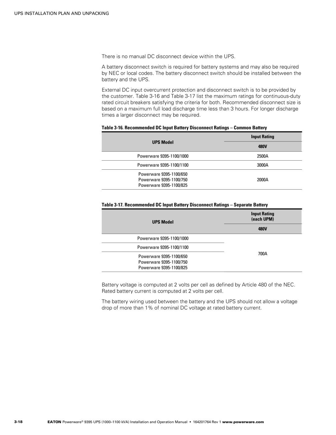 Powerware 10001100 kVA operation manual UPS Model 