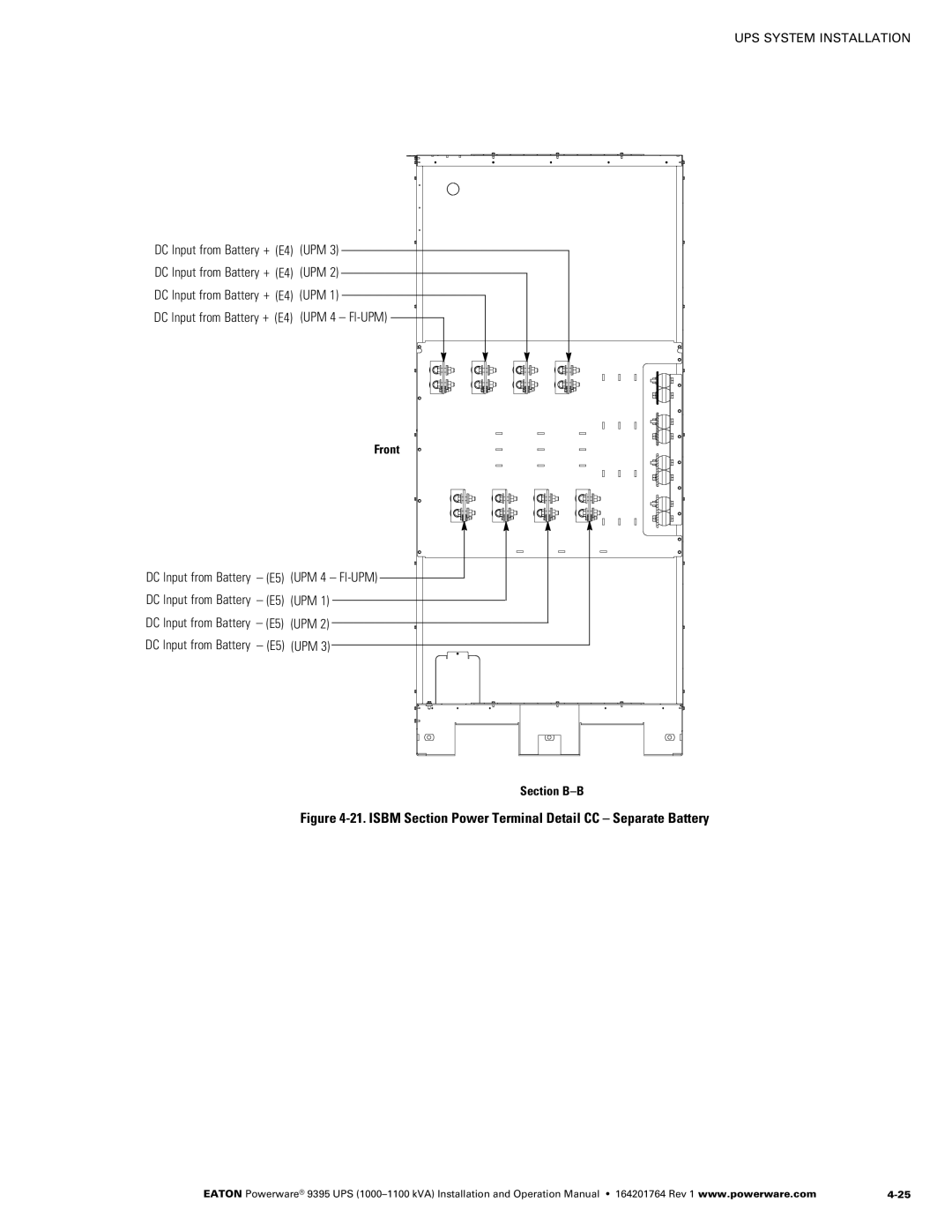 Powerware 10001100 kVA operation manual Isbm Section Power Terminal Detail CC Separate Battery 