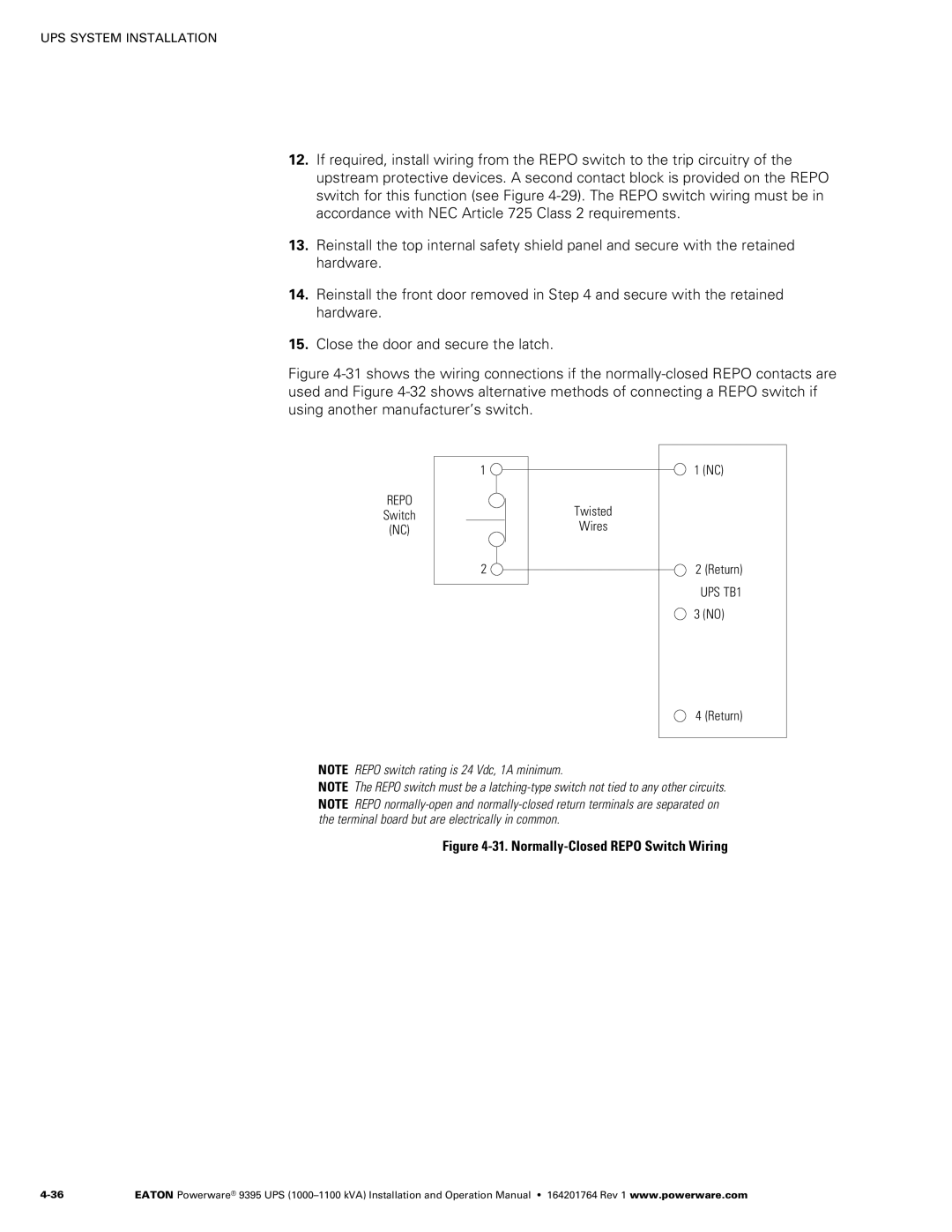 Powerware 10001100 kVA operation manual Twisted, Wires 