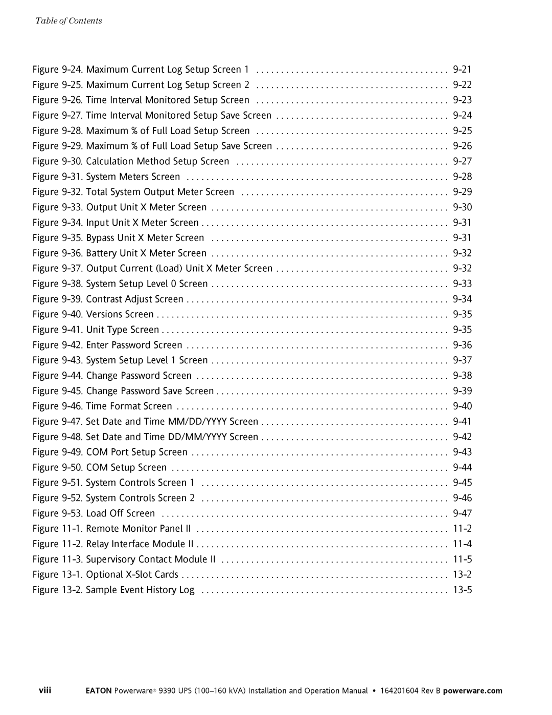 Powerware 100160 kVA manual Viii 