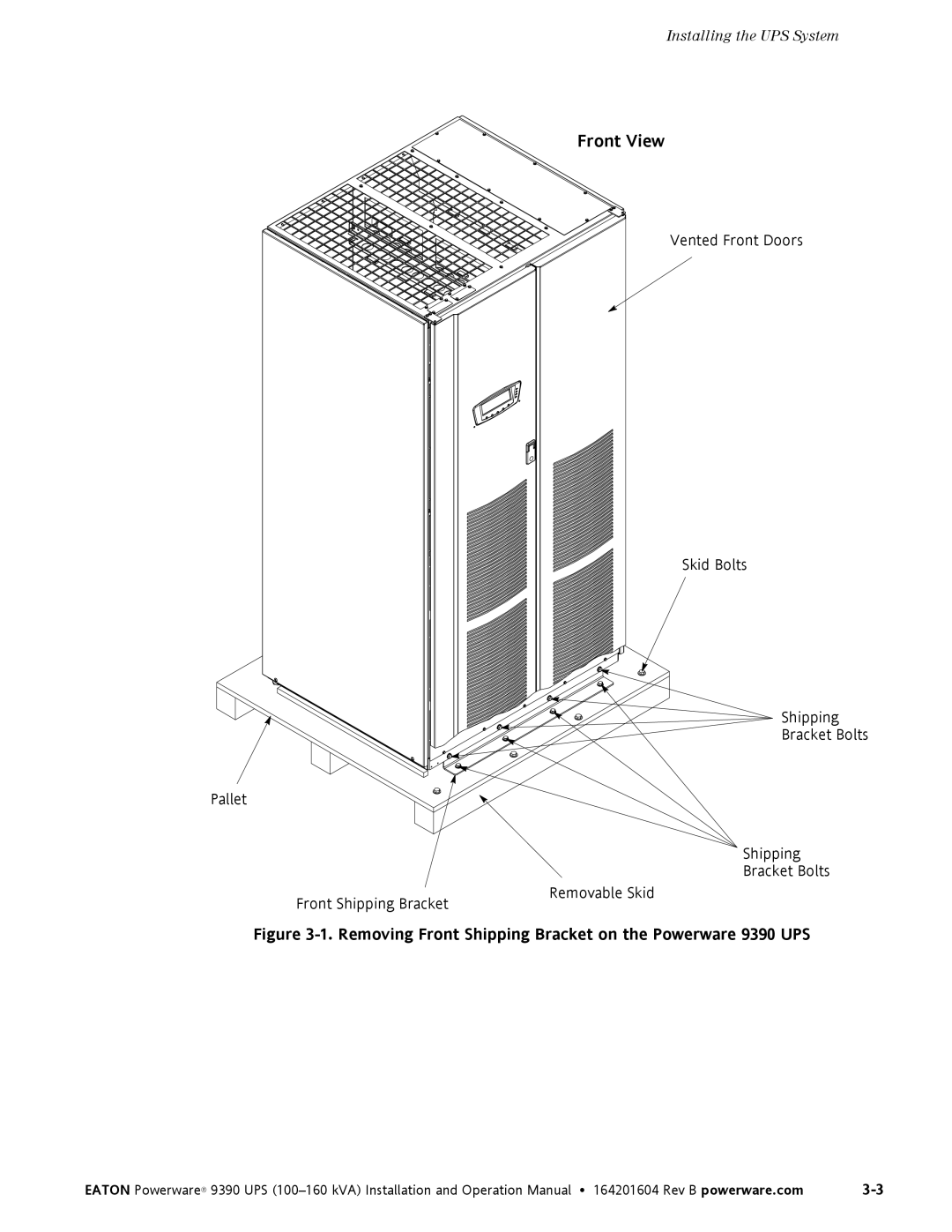 Powerware 100160 kVA manual Front View 