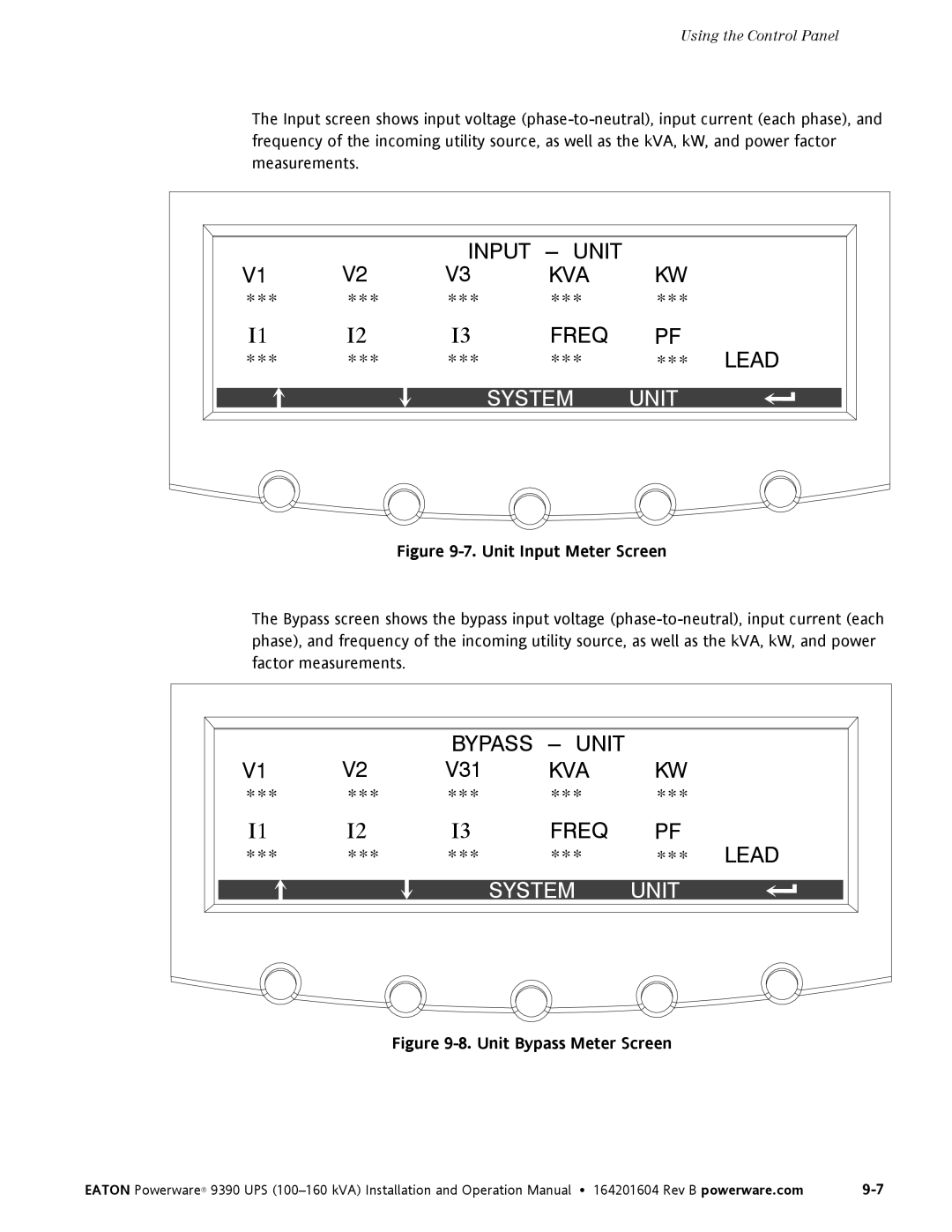 Powerware 100160 kVA manual Input 