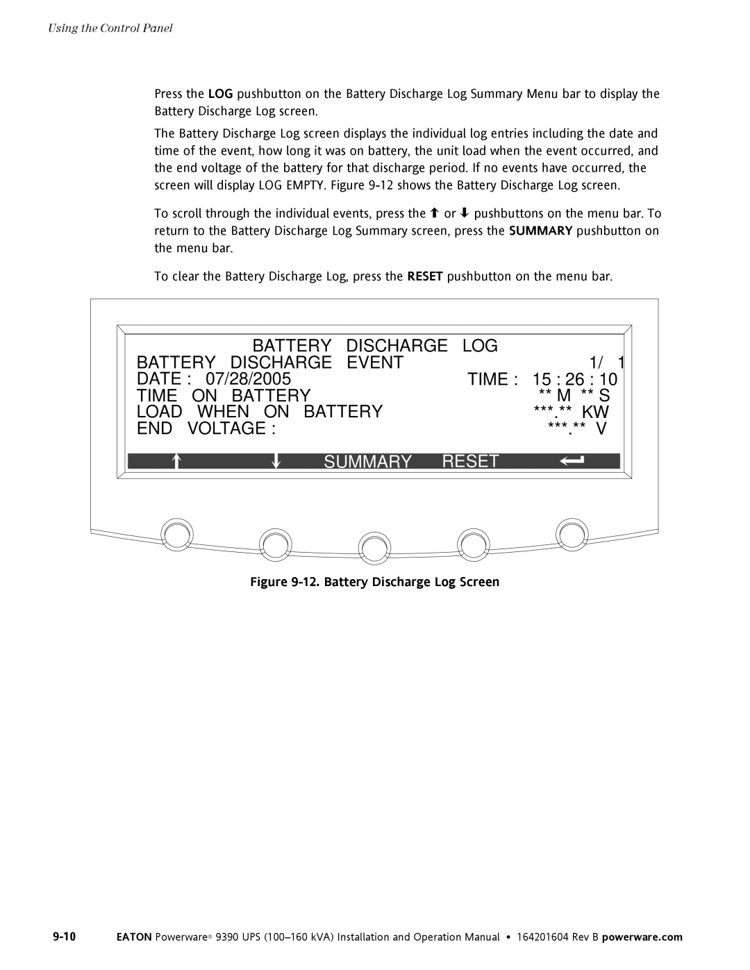 Powerware 100160 kVA manual Date 07/28/2005 Time 15 26, Summary 