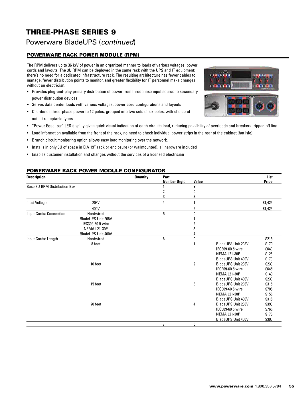 Powerware 1500 VA - 60kVa manual Powerware Rack Power Module RPM, Powerware Rack Power Module Configurator, Value Price 