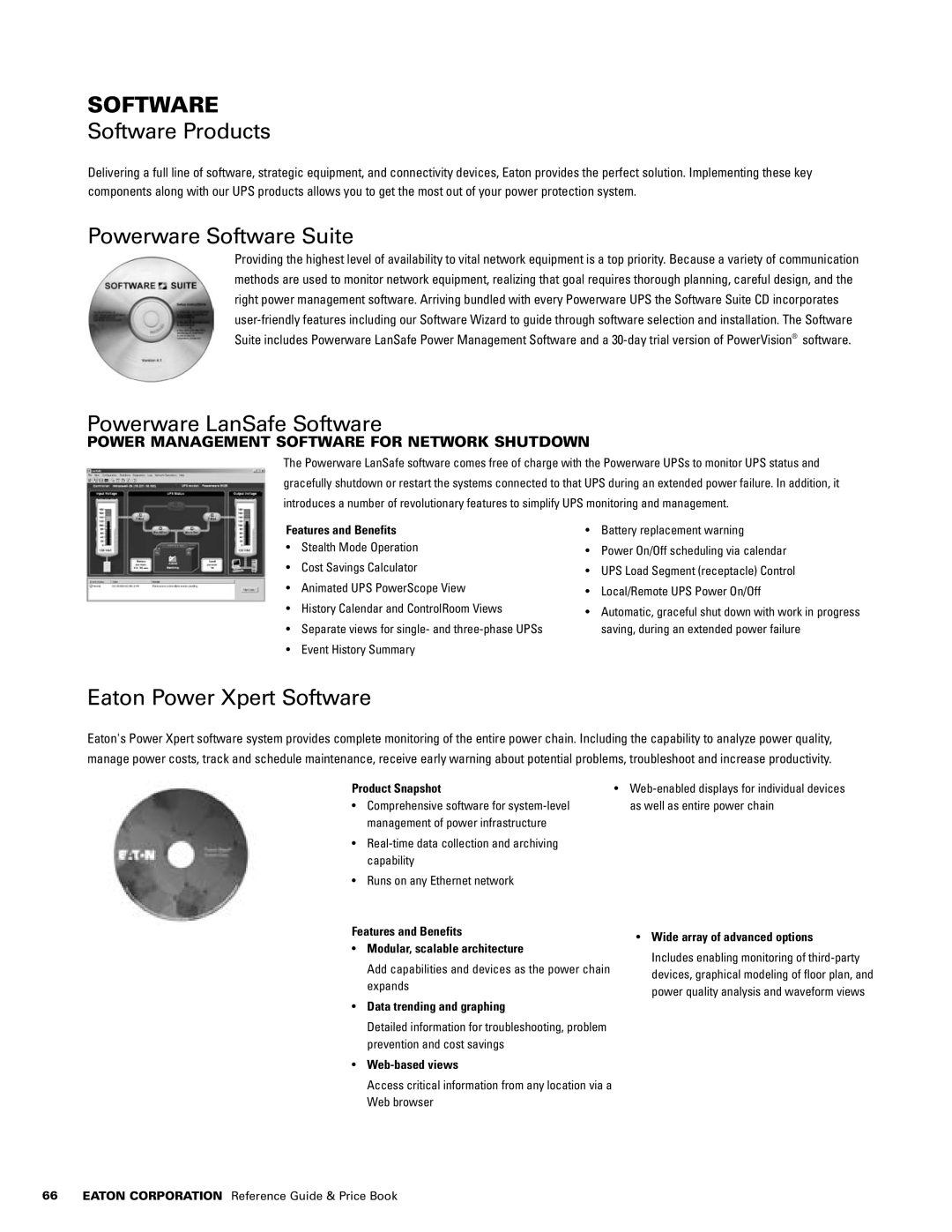 Powerware 1500 VA - 60kVa manual Software Products, Powerware Software Suite, Powerware LanSafe Software 