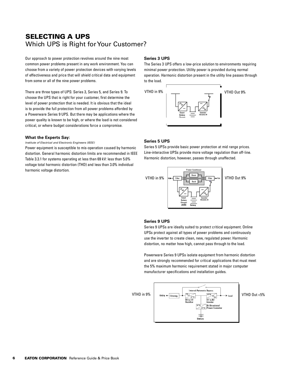 Powerware 1500 VA - 60kVa manual Selecting a UPS, Which UPS is Right for Your Customer? 