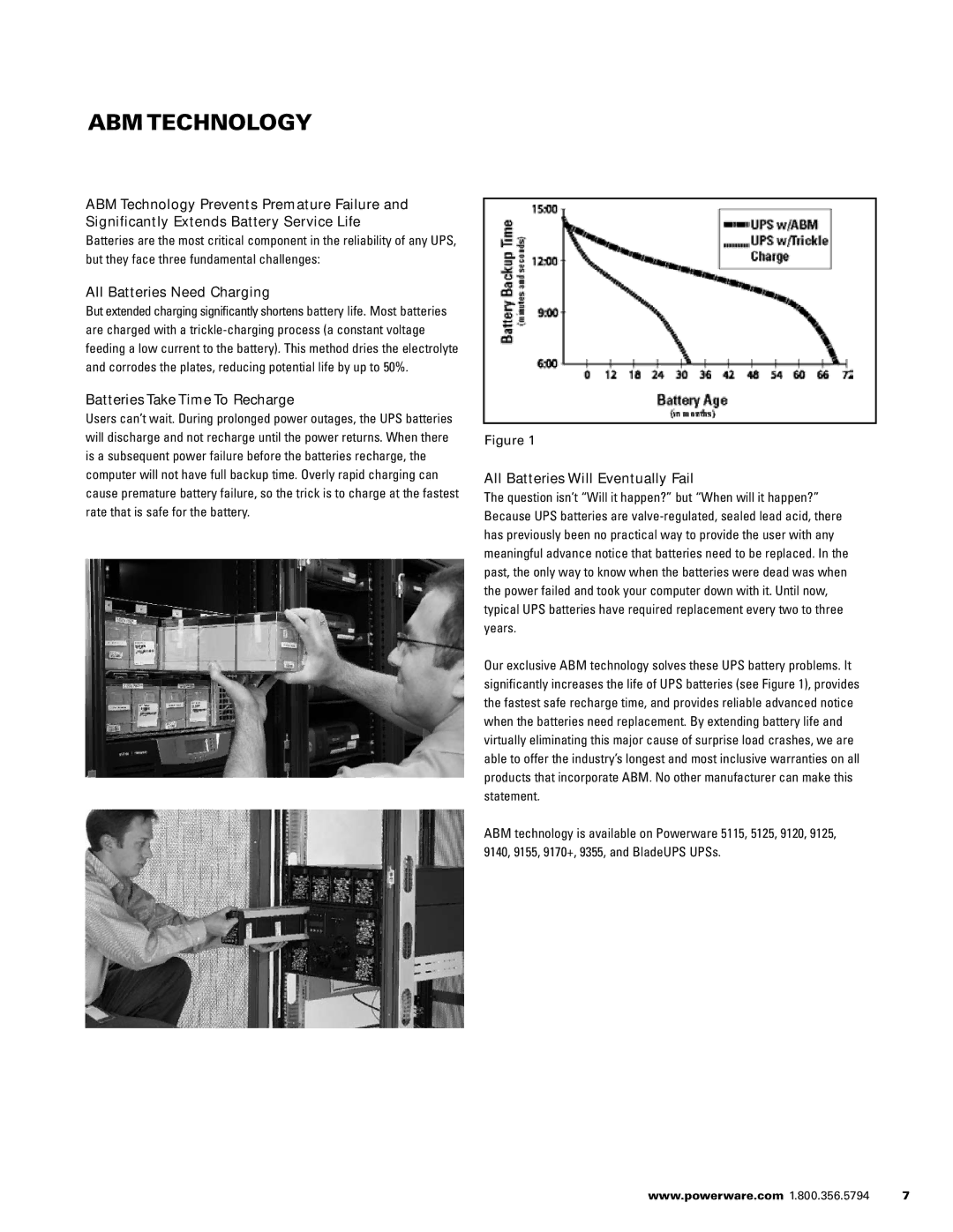 Powerware 1500 VA - 60kVa manual ABM Technology, All Batteries Need Charging, Batteries Take Time To Recharge 