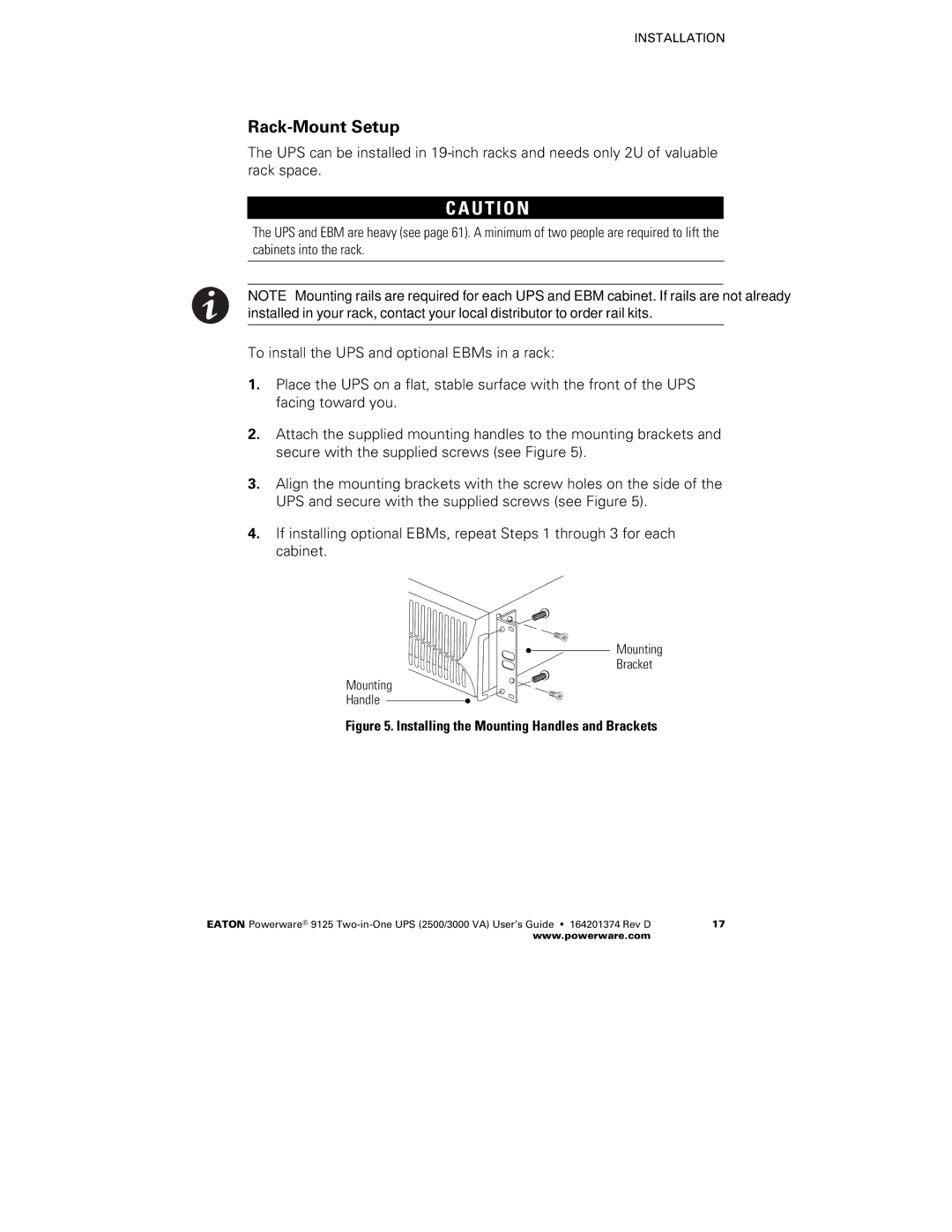 Powerware 2500 manual Rack-Mount Setup 