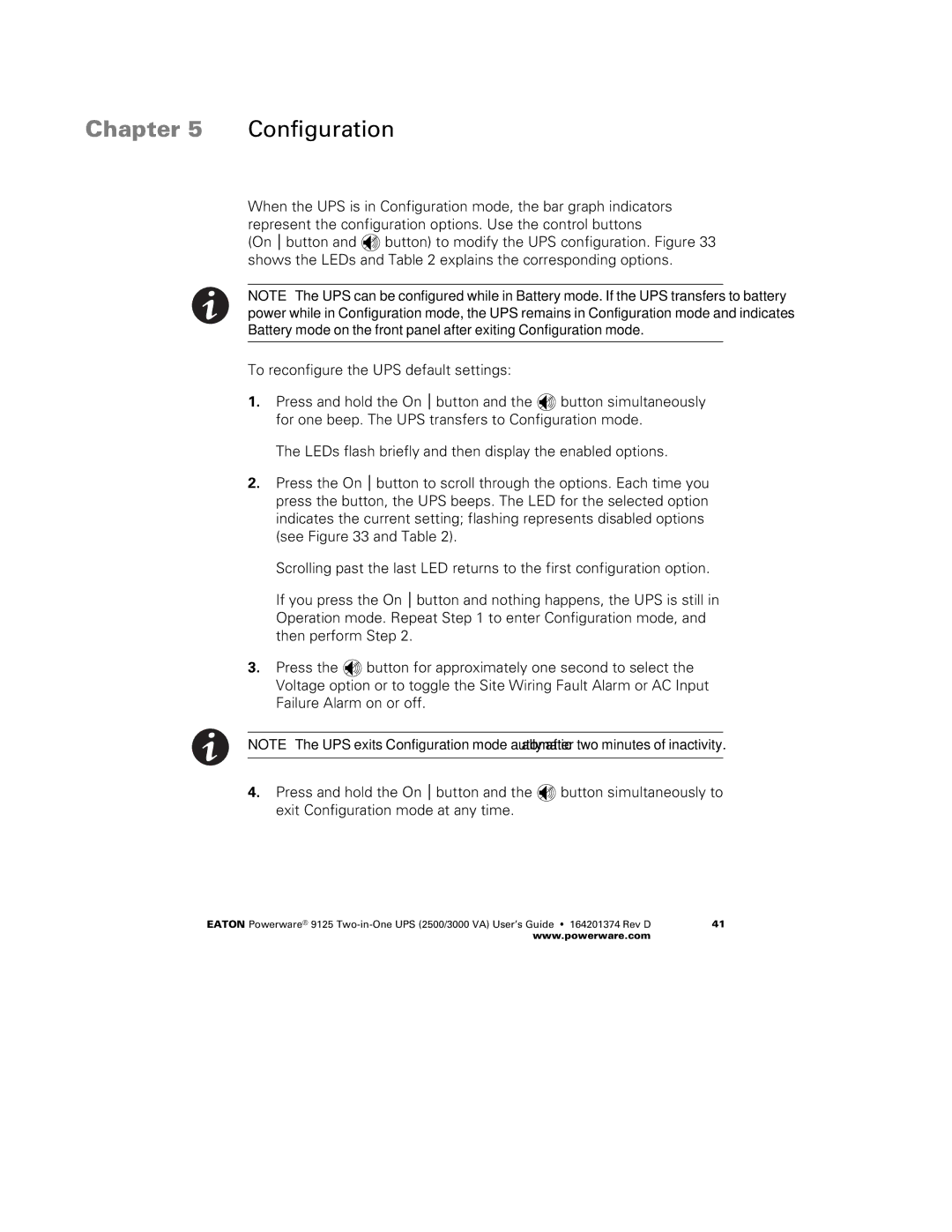 Powerware 2500 manual Chapter Configuration 