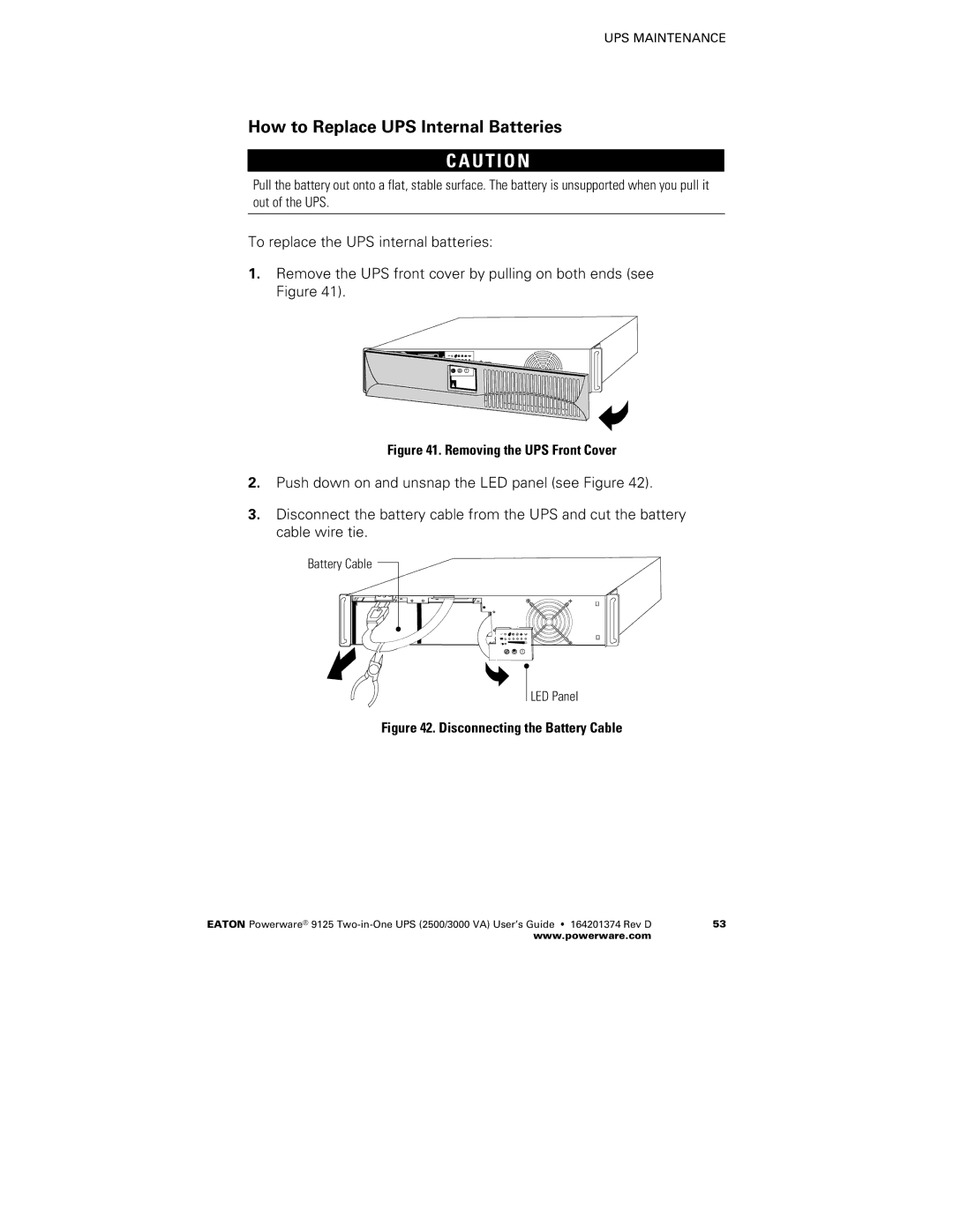Powerware 2500 manual How to Replace UPS Internal Batteries 