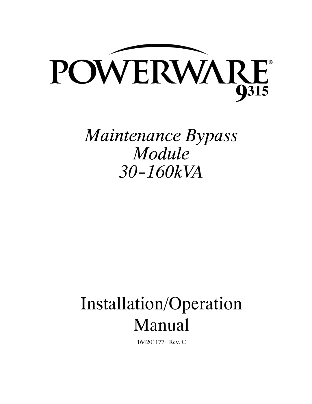 Powerware operation manual Maintenance Bypass Module 30-160kVA 