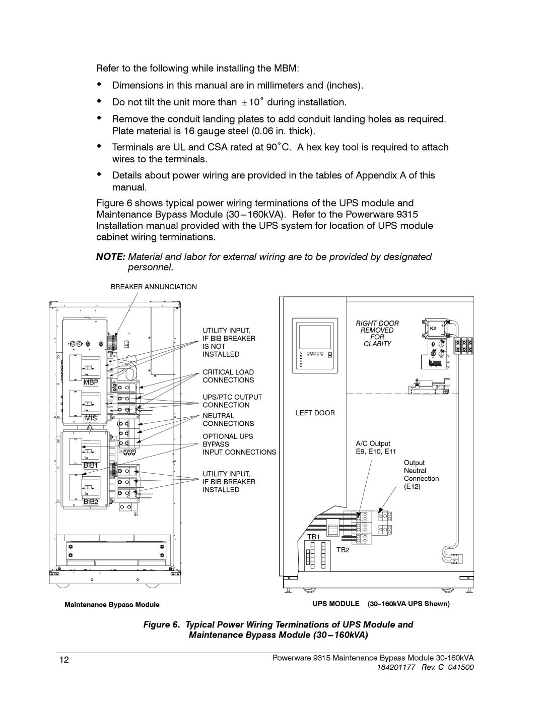 Powerware operation manual Maintenance Bypass Module UPS Module 30-160kVA UPS Shown 