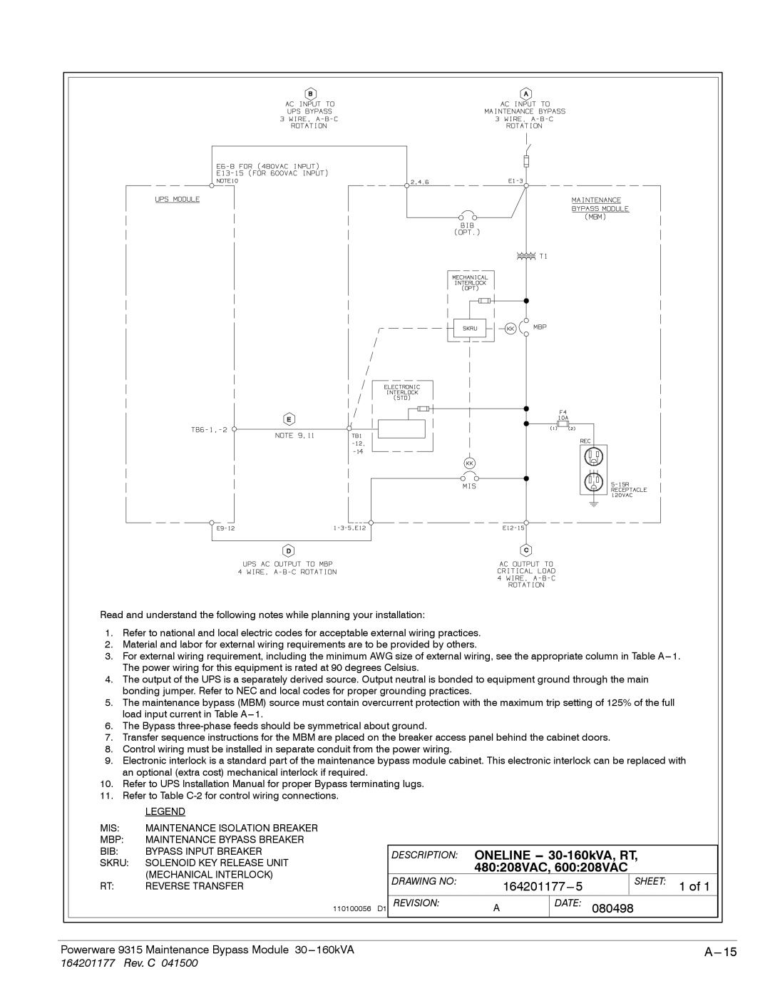 Powerware operation manual Oneline -- 30-160kVA, RT, 480208VAC, 600208VAC 