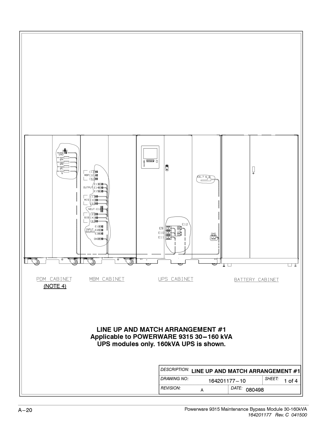 Powerware 30-160kVA operation manual Description Line UP and Match Arrangement #1 