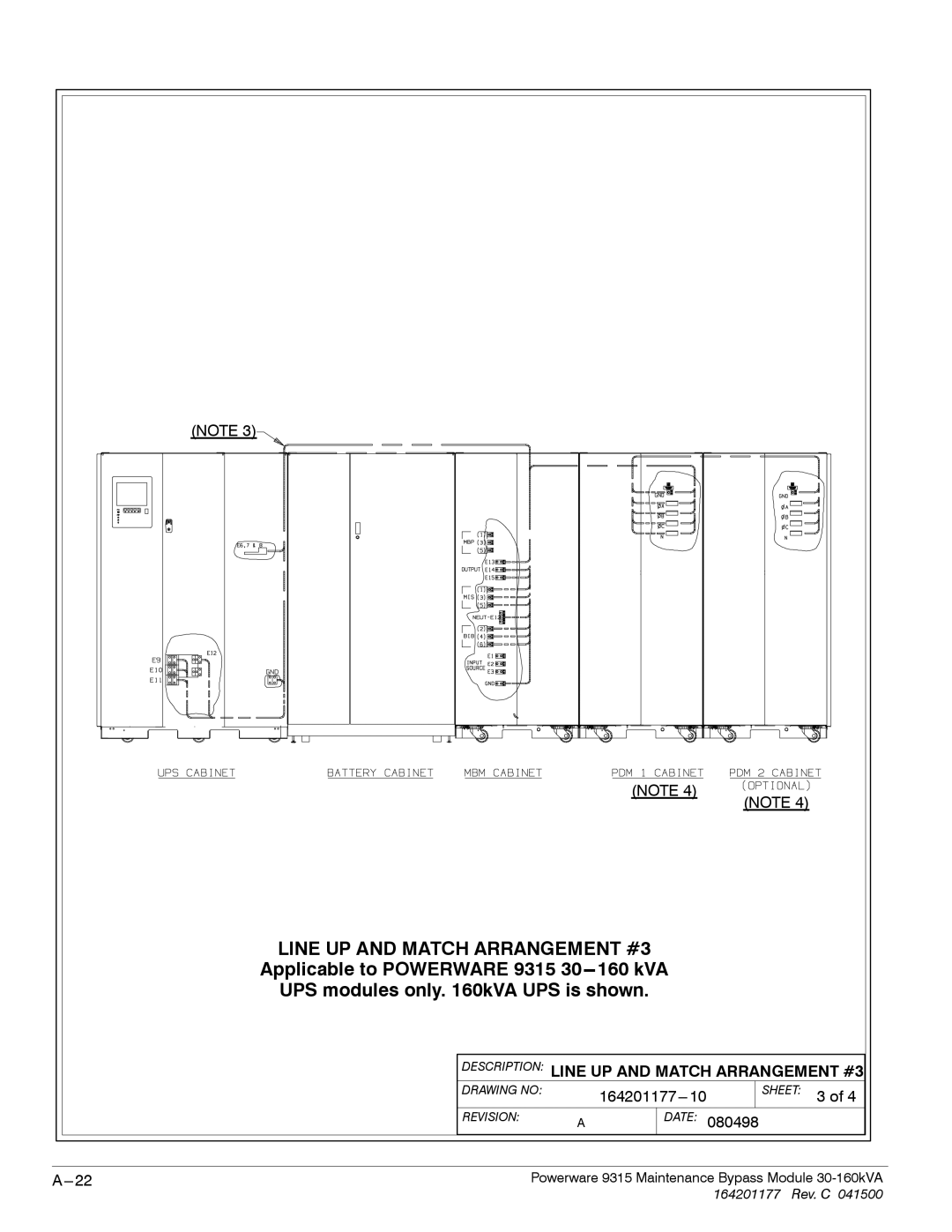 Powerware 30-160kVA operation manual Description Line UP and Match Arrangement #3 