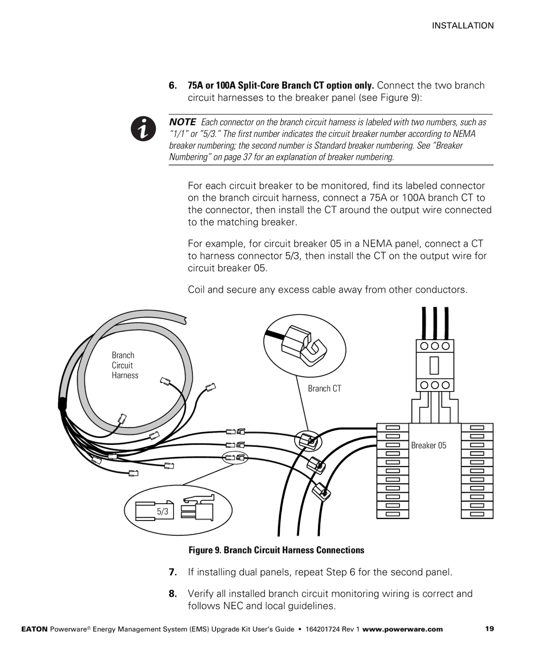 Powerware 380/220V, 400/230V, 415/240V, 208/120V manual Branch Circuit Harness Connections 