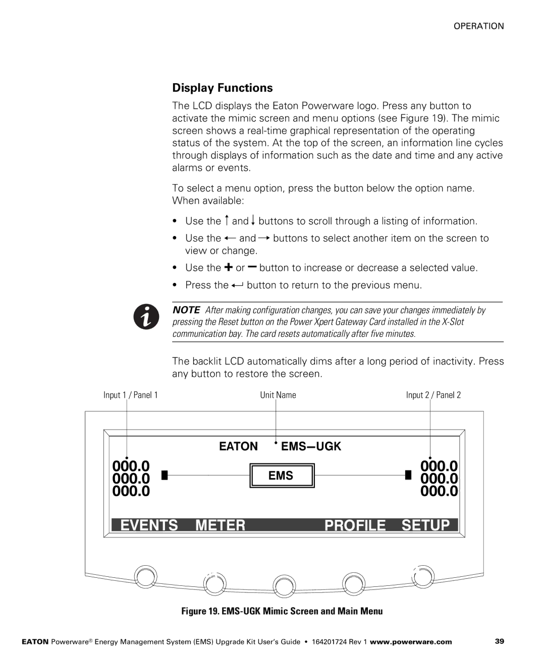 Powerware 380/220V, 400/230V, 415/240V, 208/120V manual Display Functions, Buttons to select another item on the screen to 