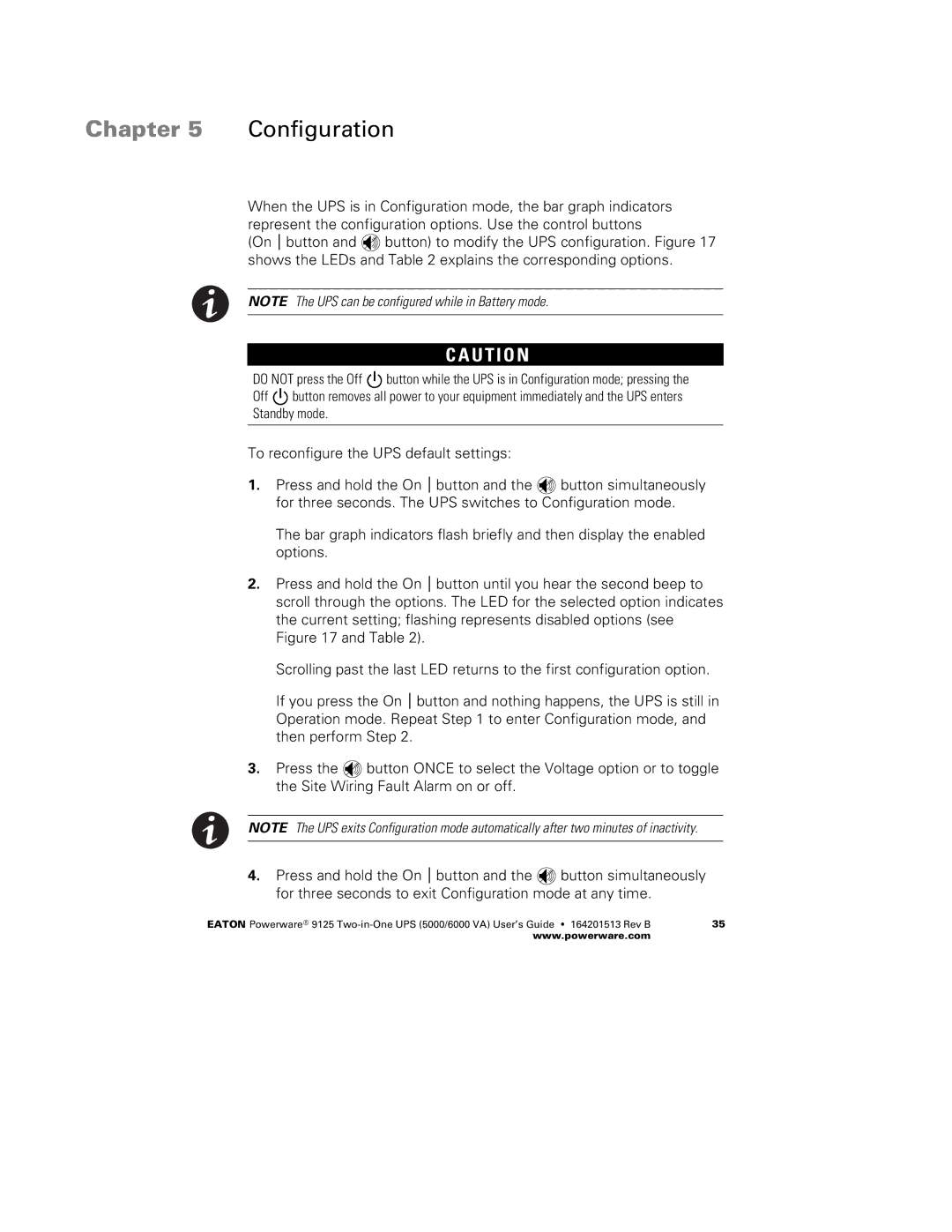 Powerware 6000 VA, 5000 manual Chapter Configuration 