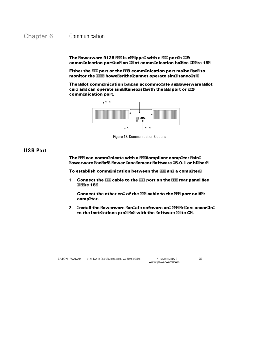 Powerware 6000 VA, 5000 manual Communication, USB Port 