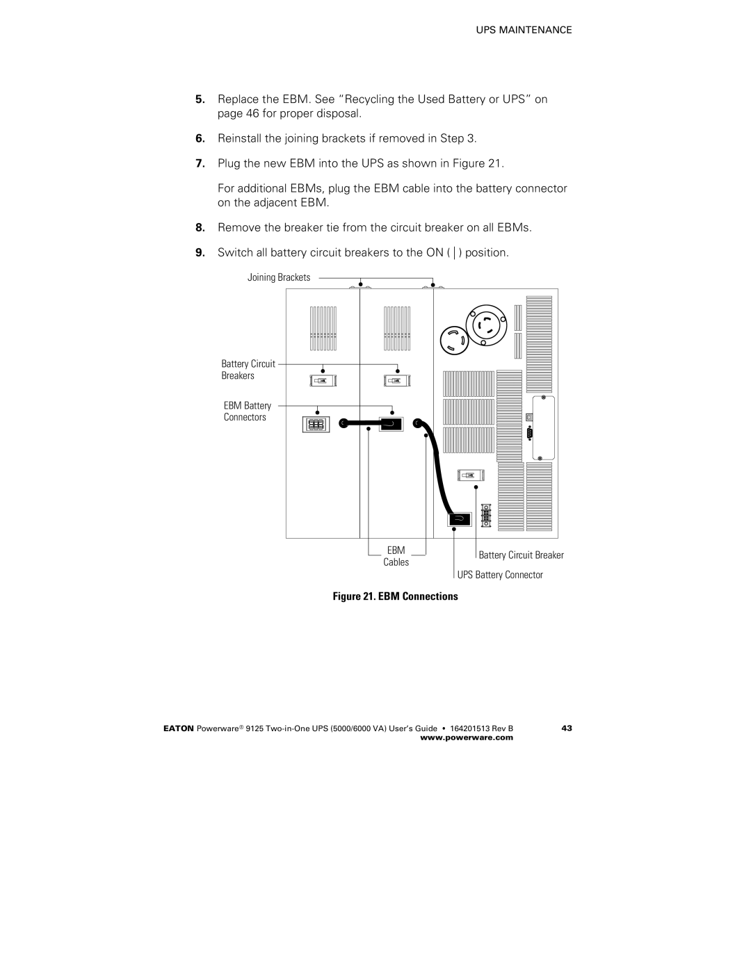 Powerware 6000 VA, 5000 manual EBM Connections 