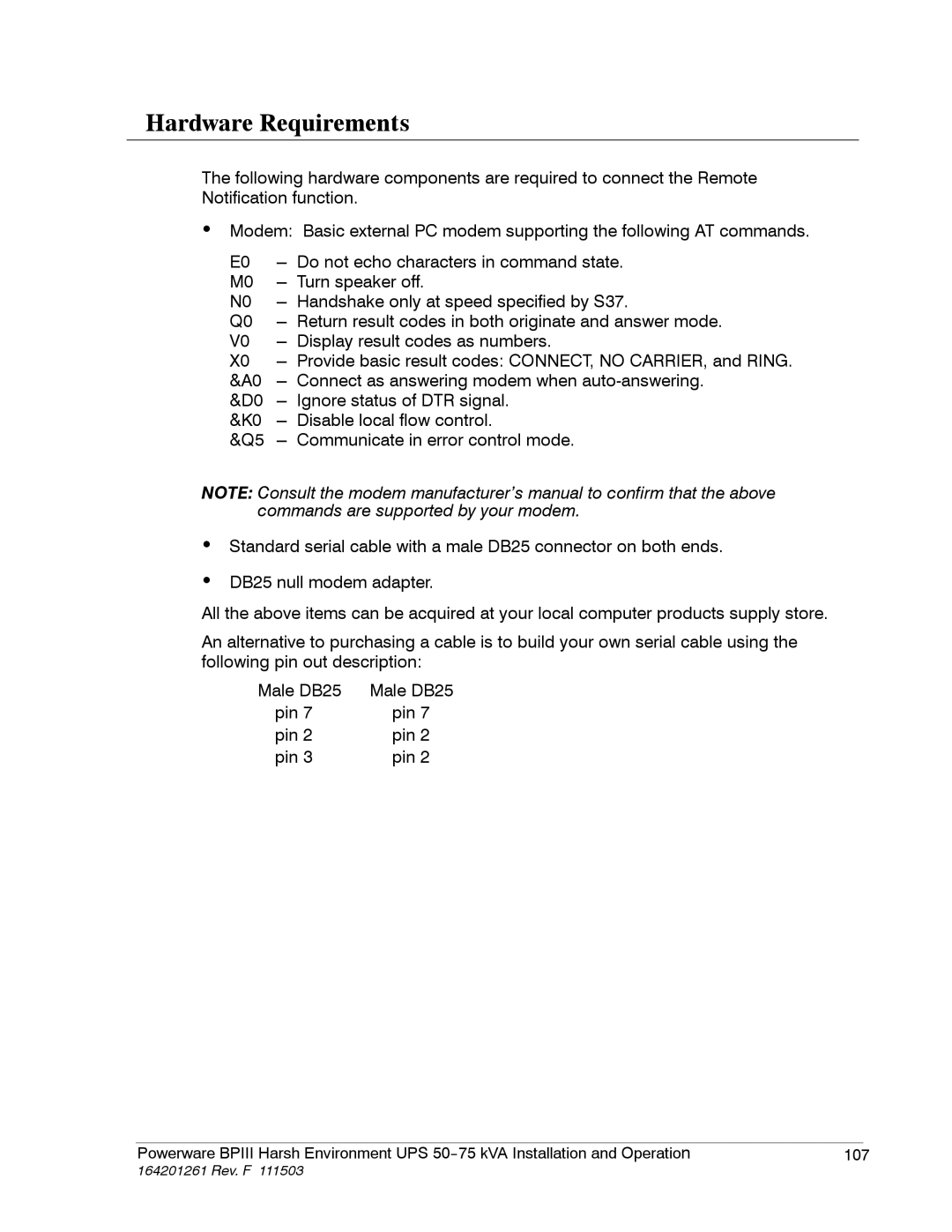 Powerware 5075 kVA operation manual Hardware Requirements 