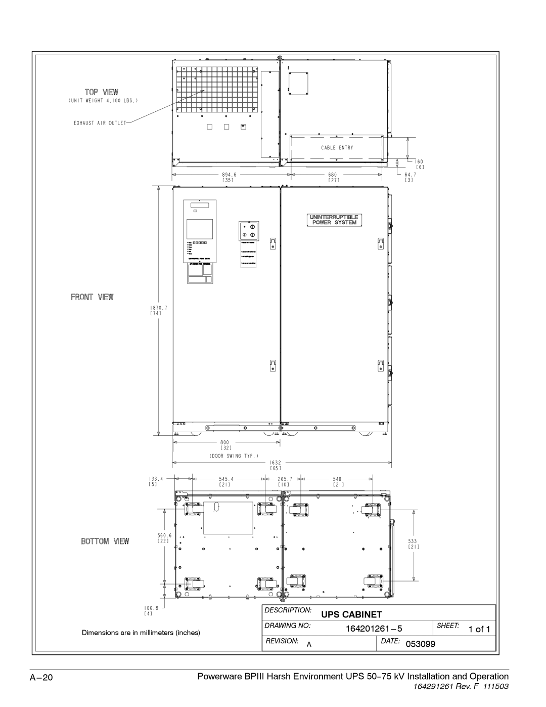 Powerware 5075 kVA operation manual UPS Cabinet 