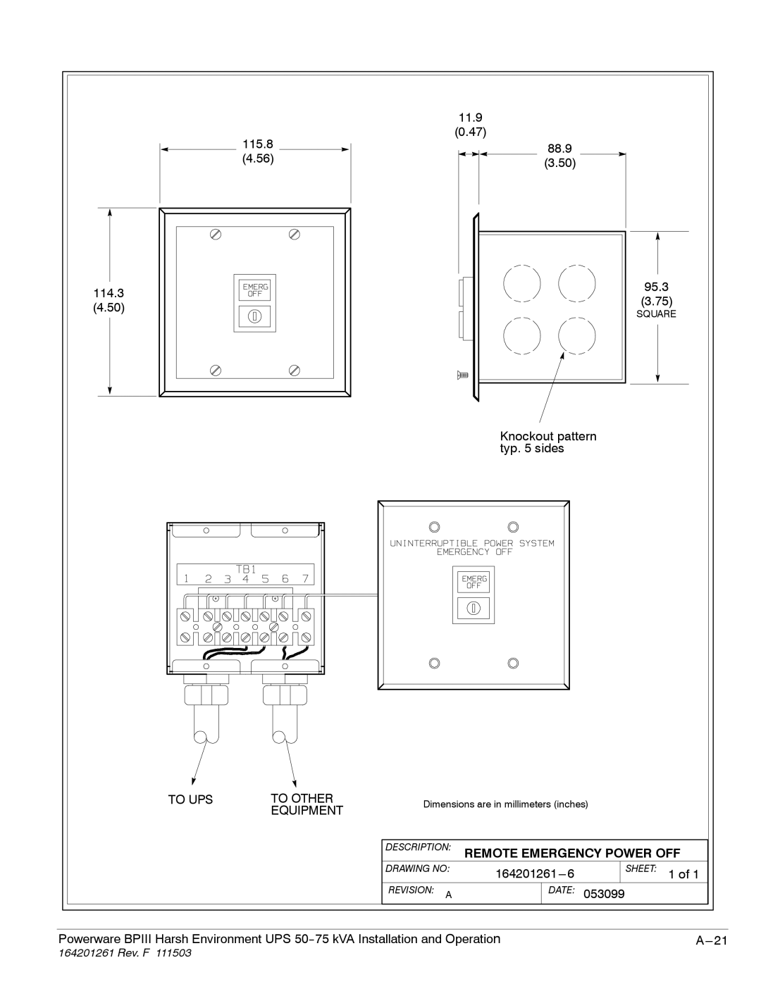 Powerware 5075 kVA operation manual Description Remote Emergency Power OFF 