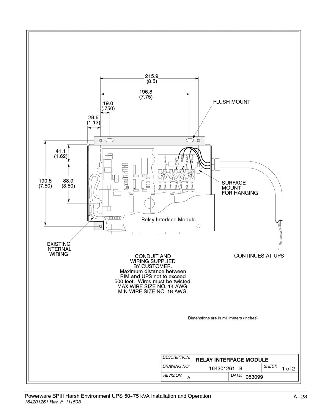 Powerware 5075 kVA operation manual Relay Interface Module 