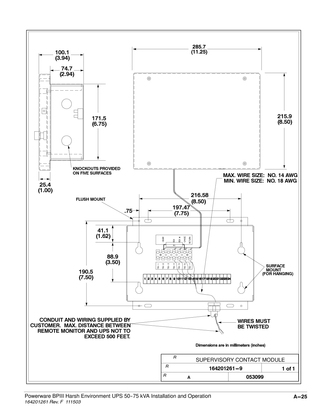 Powerware 5075 kVA operation manual Supervisory Contact Module 