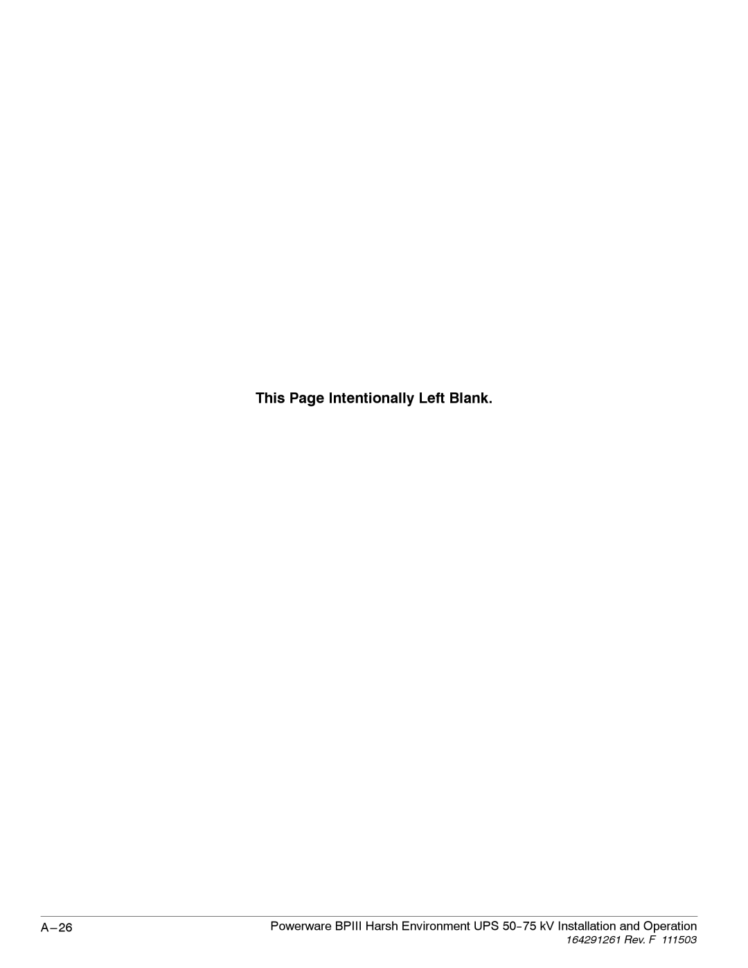 Powerware 5075 kVA operation manual This Page Intentionally Left Blank 