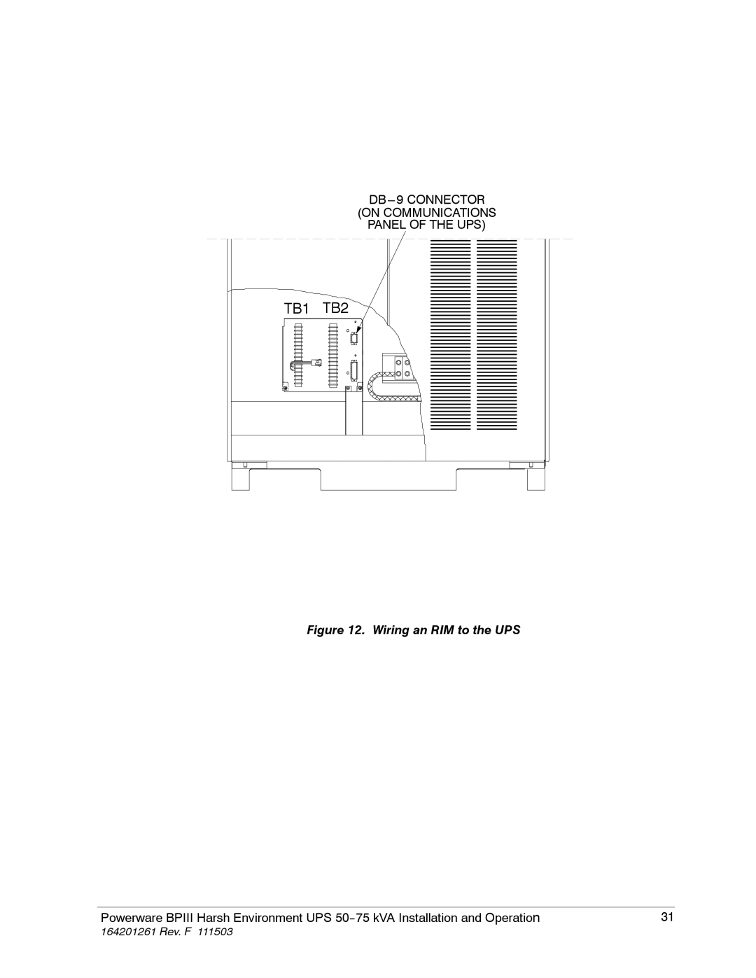 Powerware 5075 kVA operation manual Wiring an RIM to the UPS 