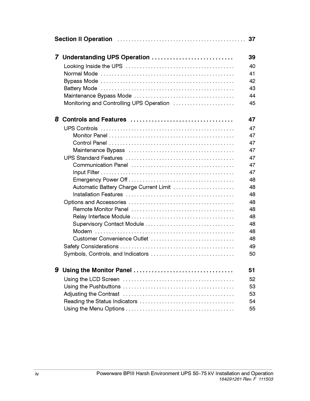 Powerware 5075 kVA operation manual Understanding UPS Operation, Controls and Features, Using the Monitor Panel 