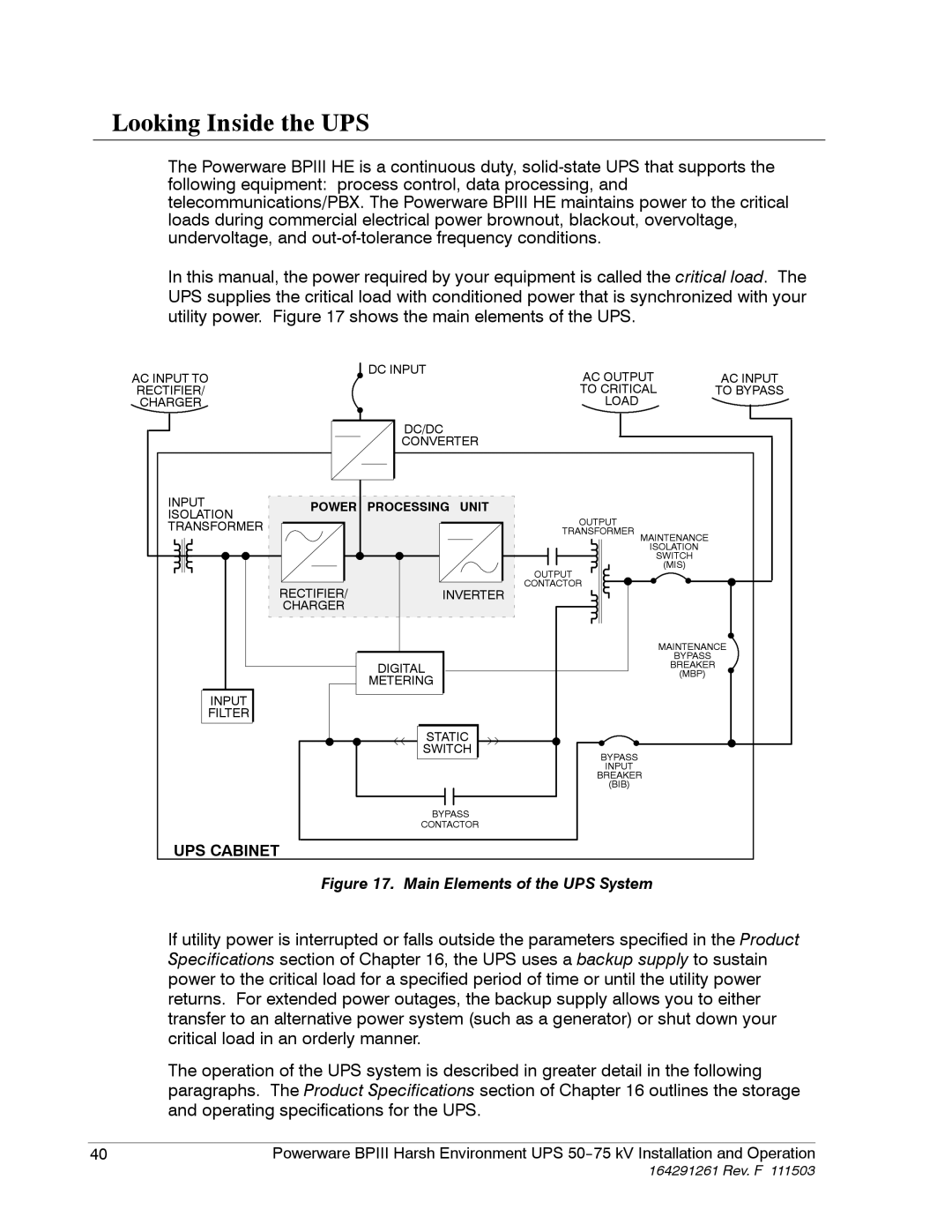 Powerware 5075 kVA operation manual Looking Inside the UPS, Power Processing Unit 