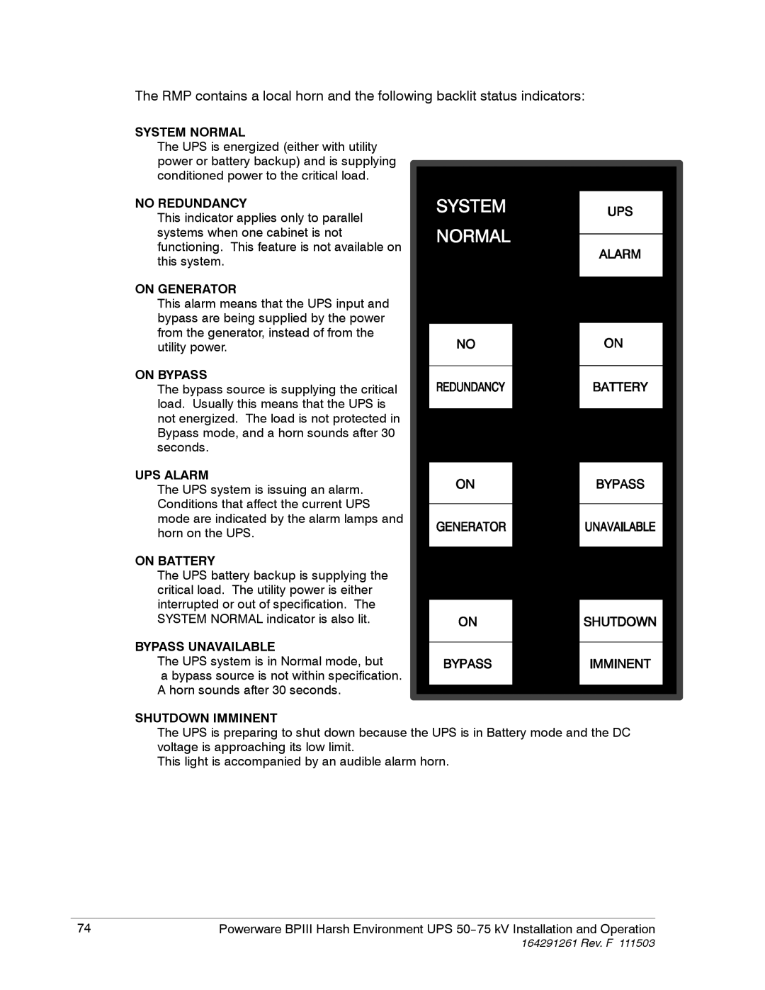 Powerware 5075 kVA operation manual System Normal 