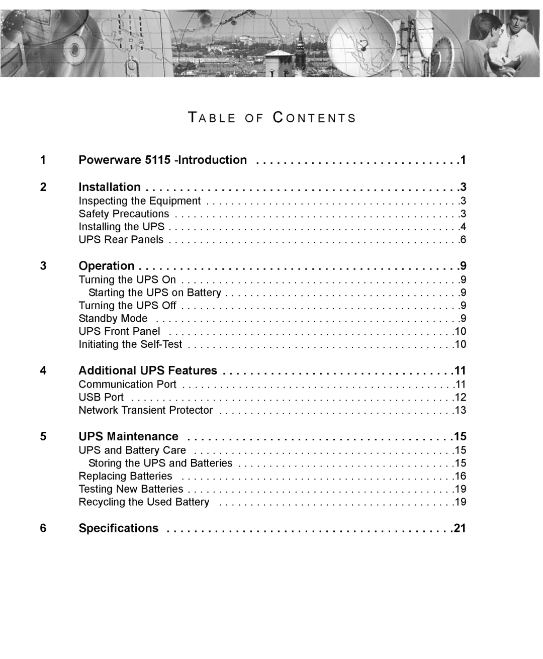 Powerware 5115A USB manual Powerware 5115 -Introduction Installation 