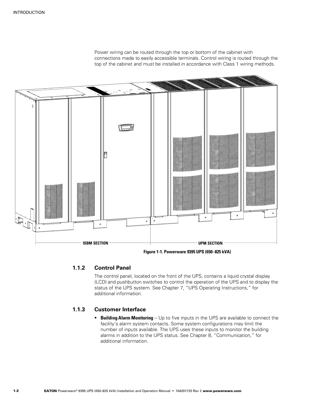 Powerware 650825 kVA operation manual Control Panel, Customer Interface 