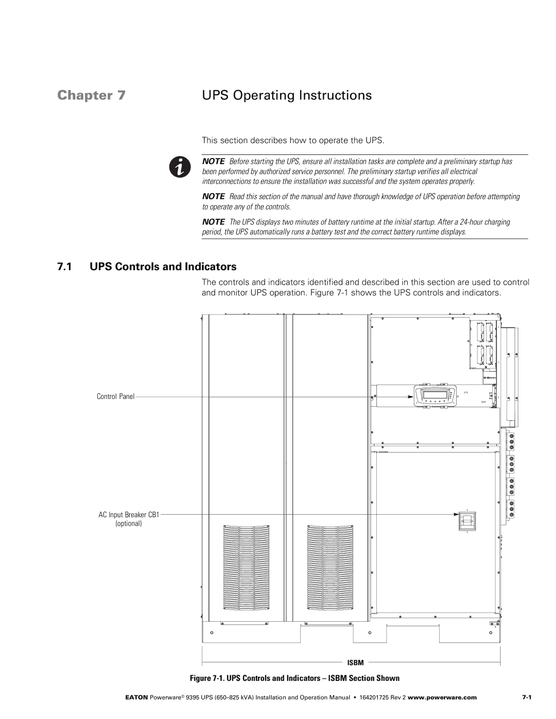 Powerware 650825 kVA operation manual UPS Controls and Indicators, Control Panel 