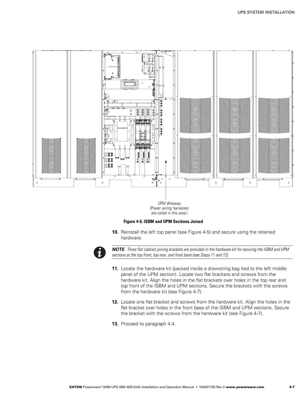 Powerware 650825 kVA operation manual Isbm and UPM Sections Joined, UPM Wireway 