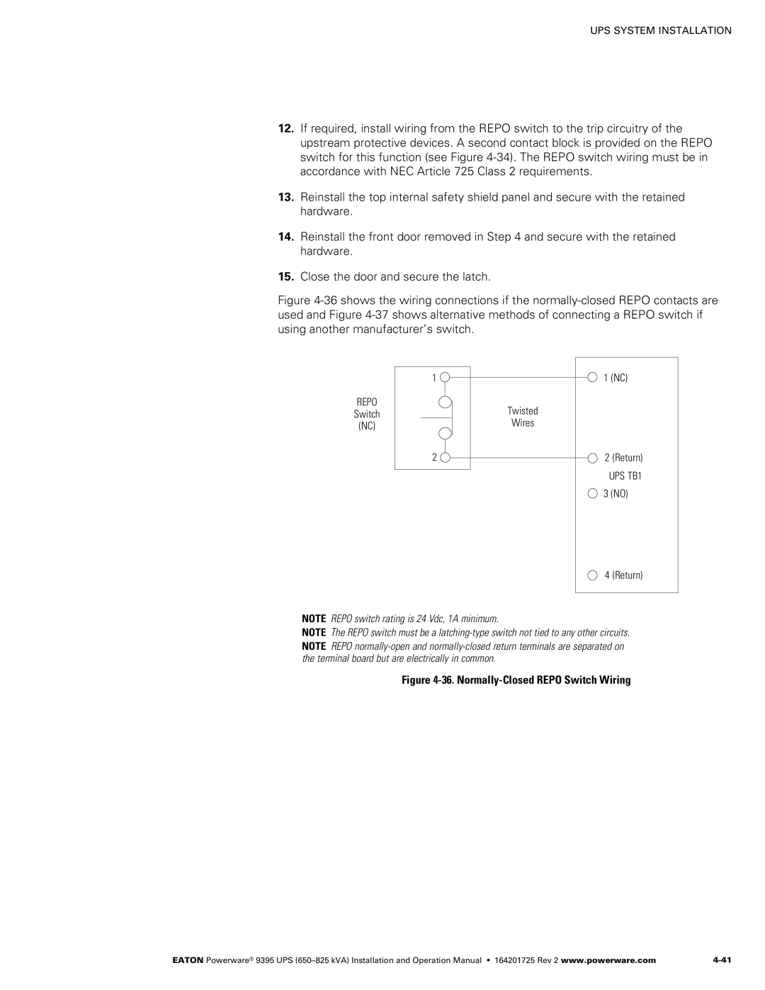 Powerware 650825 kVA operation manual Twisted, Wires 