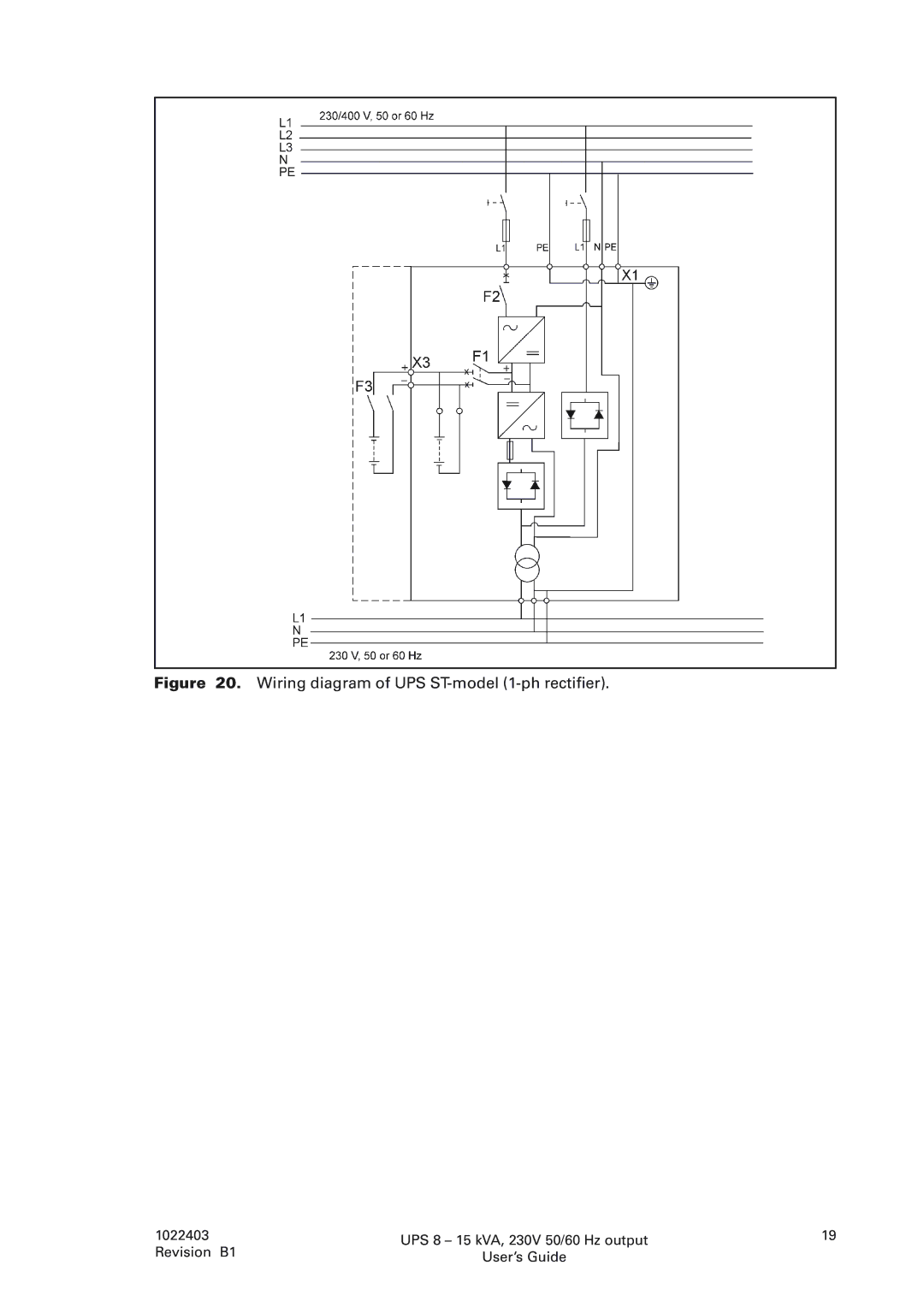 Powerware 8 - 15 kVA, 8 - 10 kVA manual Wiring diagram of UPS ST-model 1-ph rectifier 