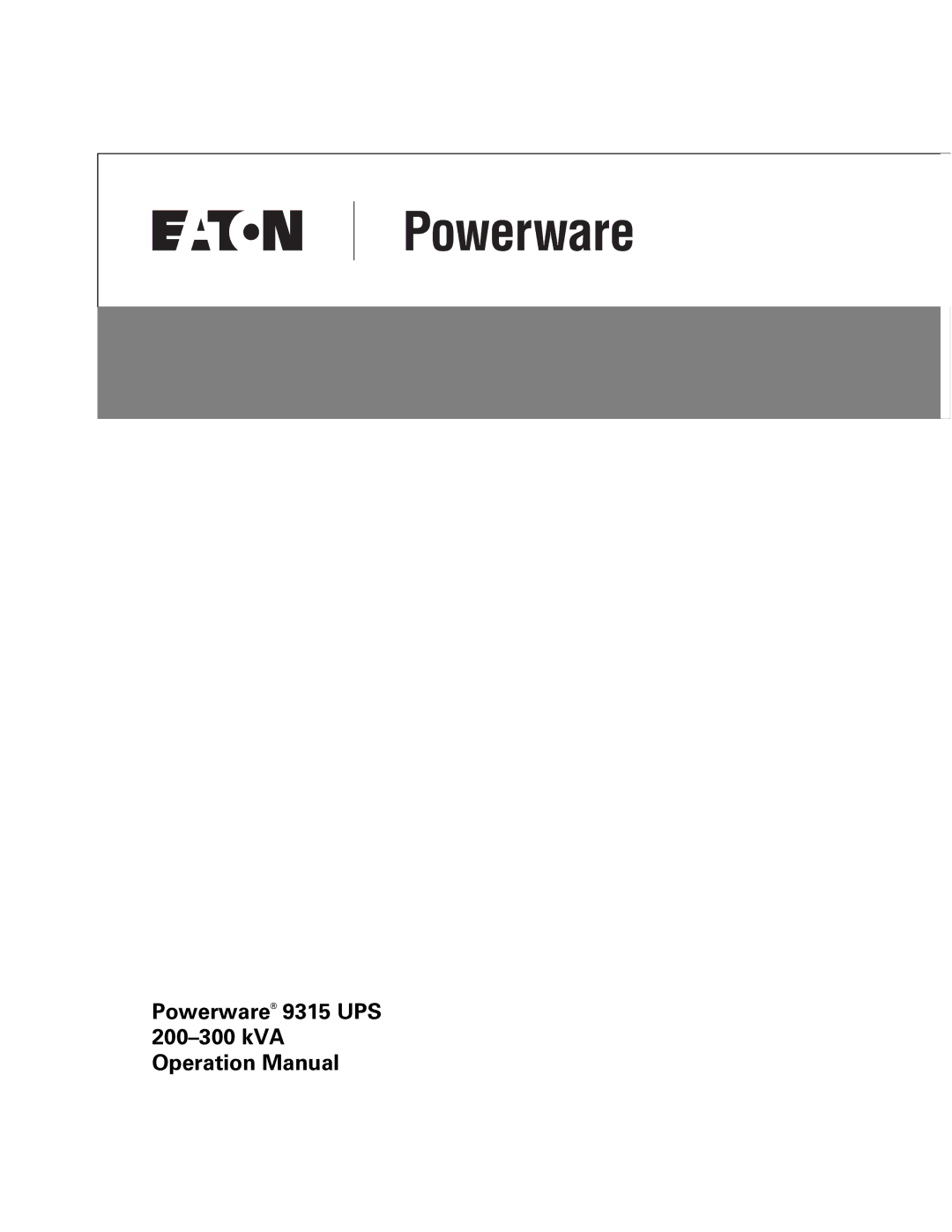 Powerware 9315 UPS operation manual 