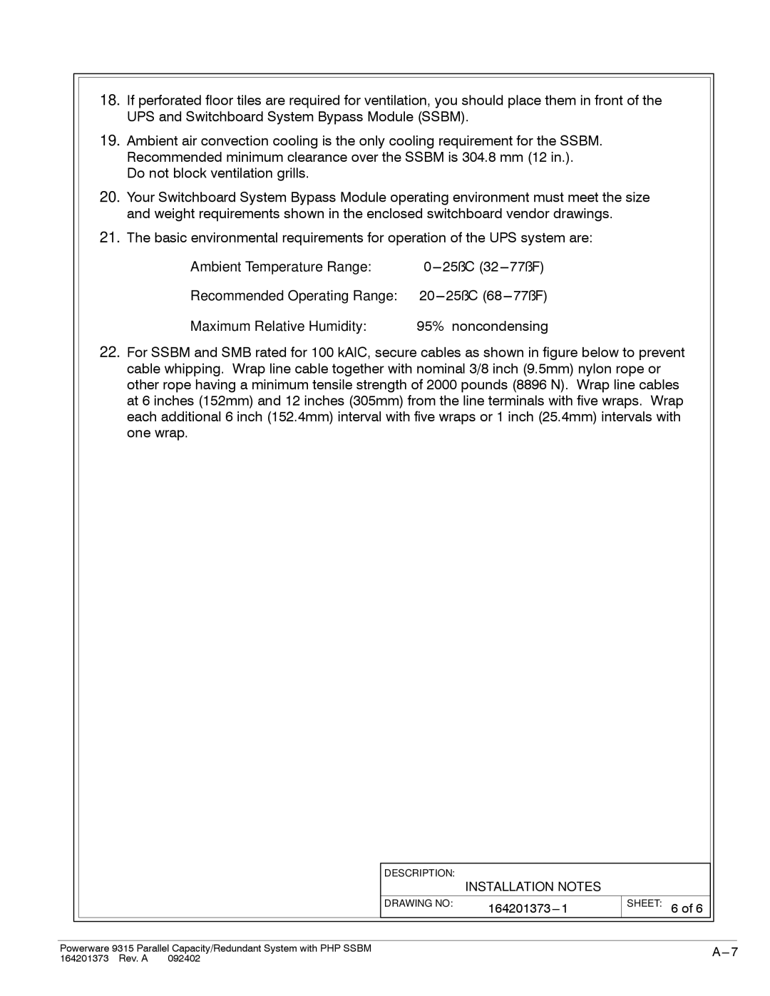 Powerware 9315s manual 25˚C 