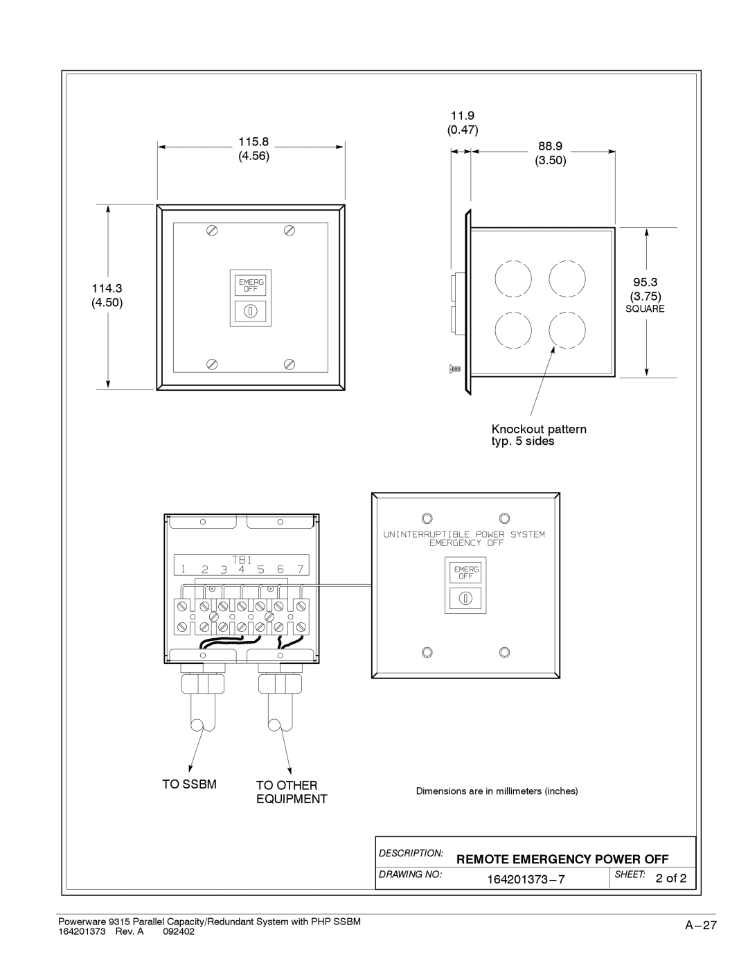 Powerware 9315s manual Description Remote Emergency Power OFF 