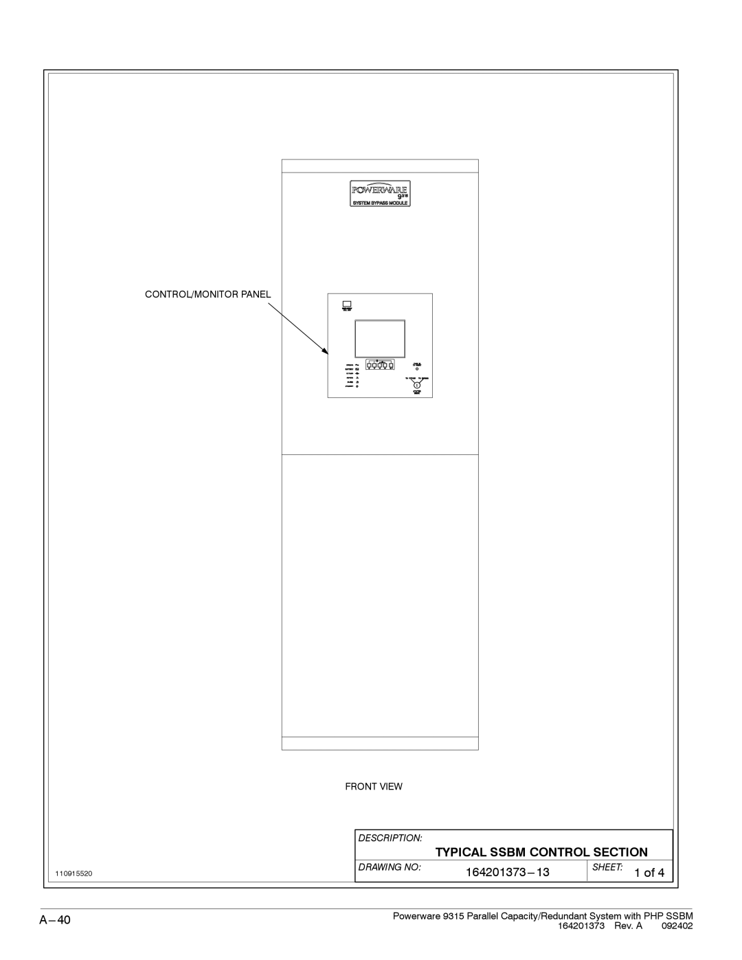 Powerware 9315s manual Typical Ssbm Control Section, 164201373---13 