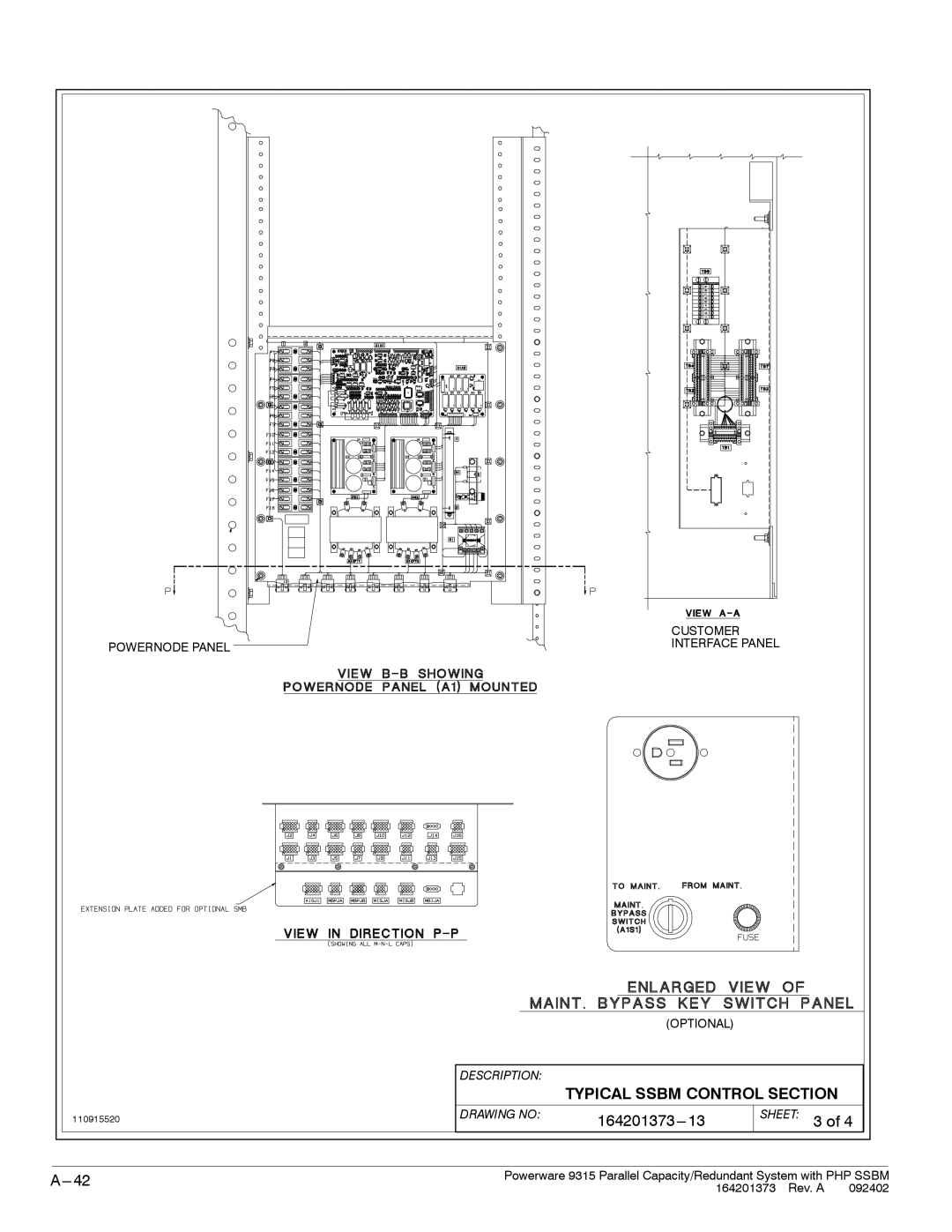 Powerware 9315s manual Customer Powernode Panel Interface Panel Optional 