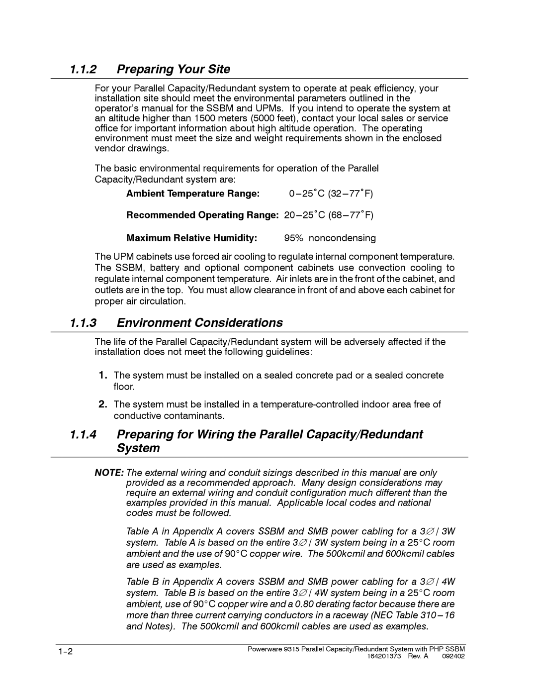 Powerware 9315s manual Preparing Your Site, Environment Considerations 