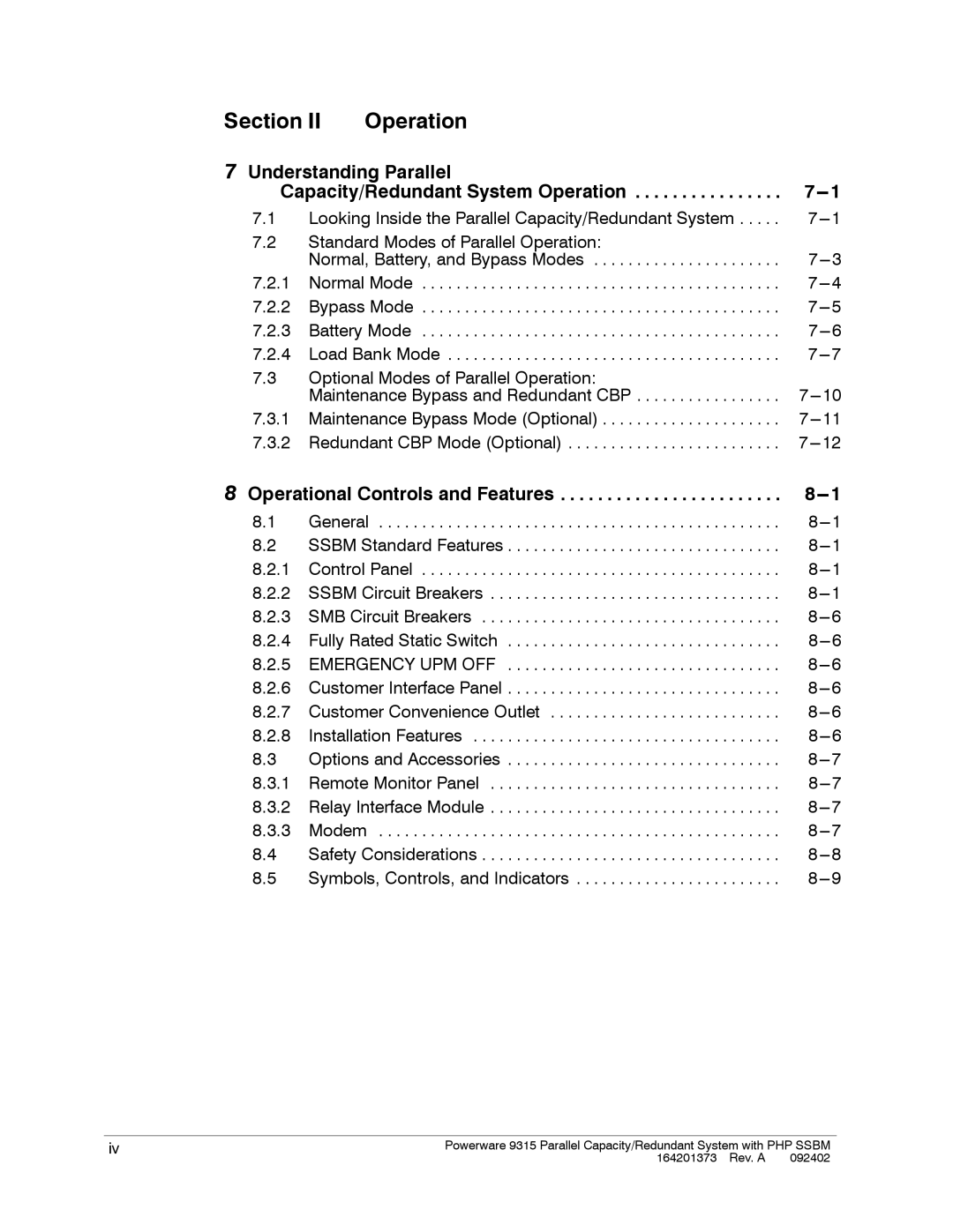 Powerware 9315s manual Understanding Parallel Capacity/Redundant System Operation, Operational Controls and Features 