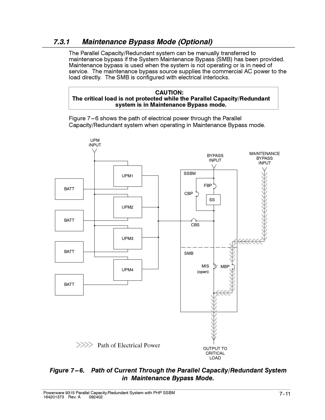 Powerware 9315s manual Maintenance Bypass Mode Optional 